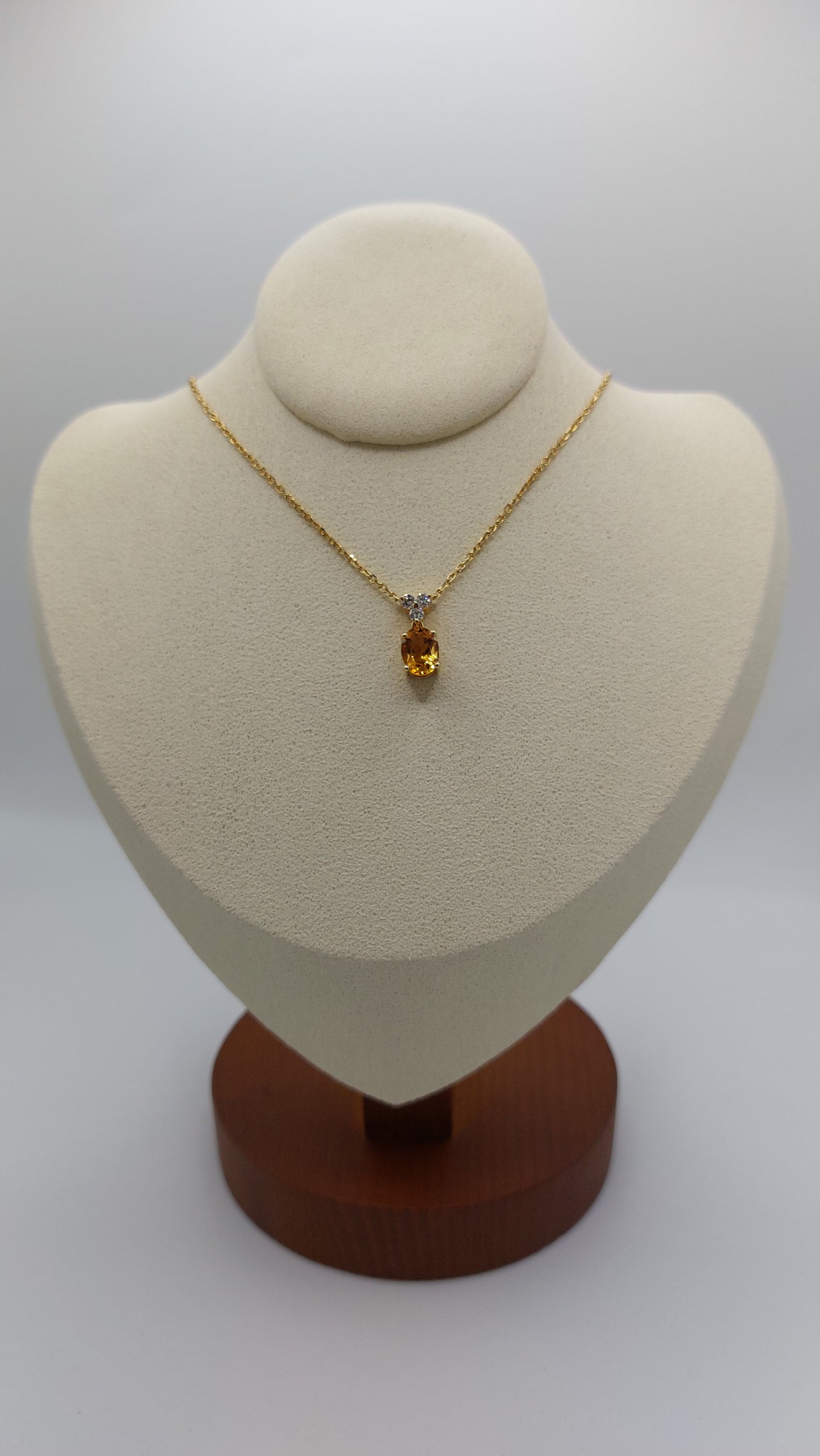 Citrine and Diamond 18ct Gold Pendant Necklace