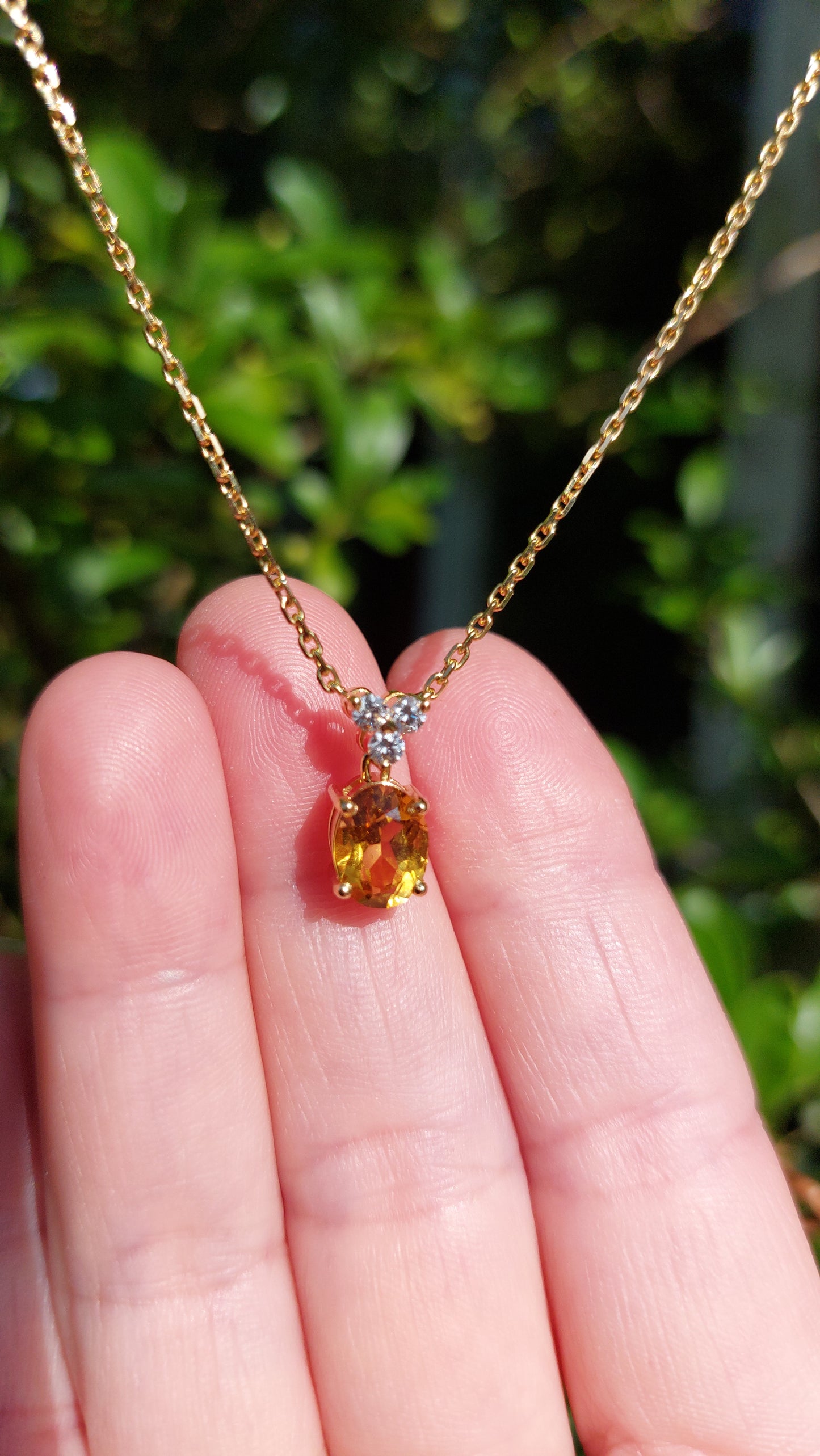 Citrine and Diamond 18ct Gold Pendant Necklace