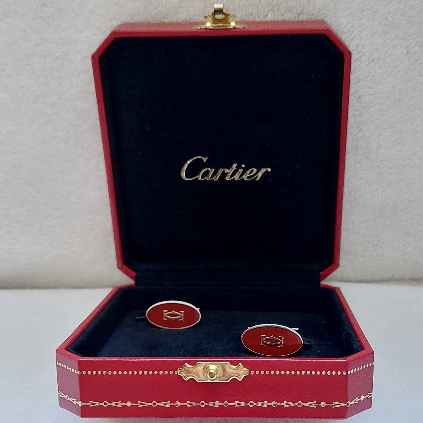 Cartier Cufflinks – Sterling Silver Double C Logo – Boxed