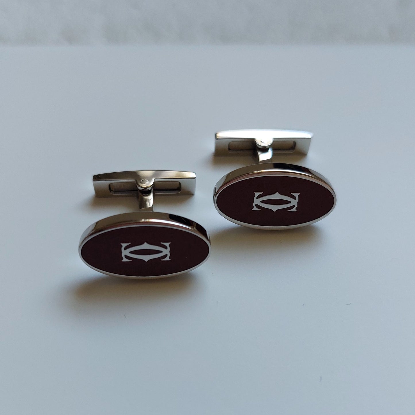 Cartier Cufflinks – Sterling Silver Double C Logo – Boxed