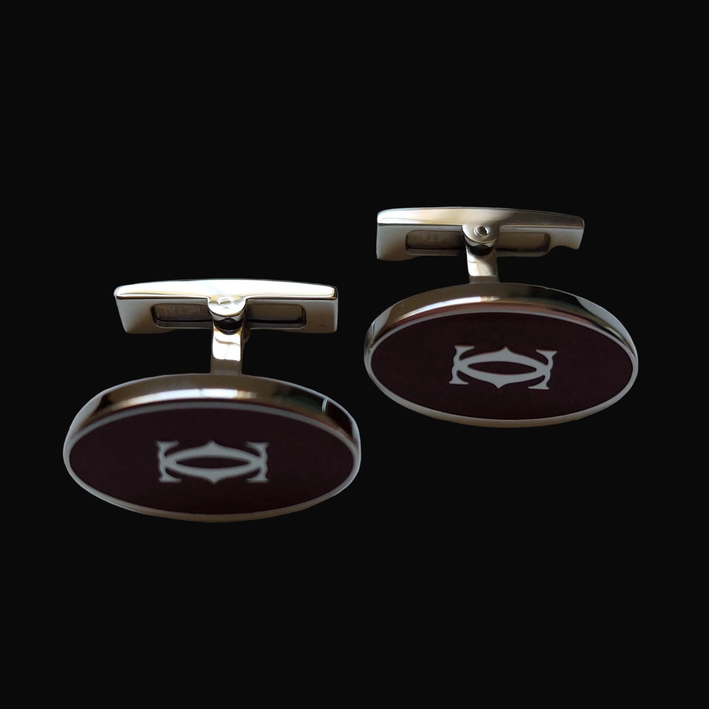 Cartier Cufflinks – Sterling Silver Double C Logo – Boxed
