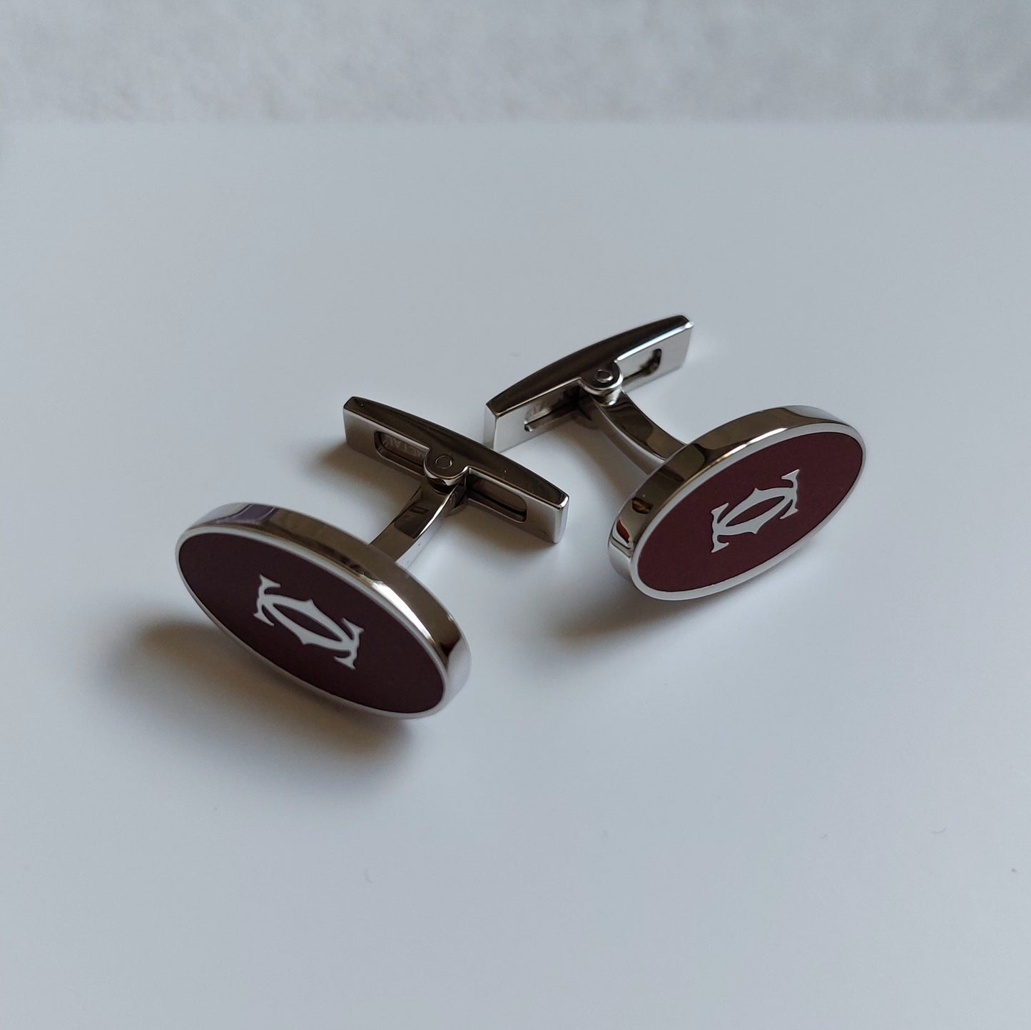 Cartier Cufflinks – Sterling Silver Double C Logo – Boxed
