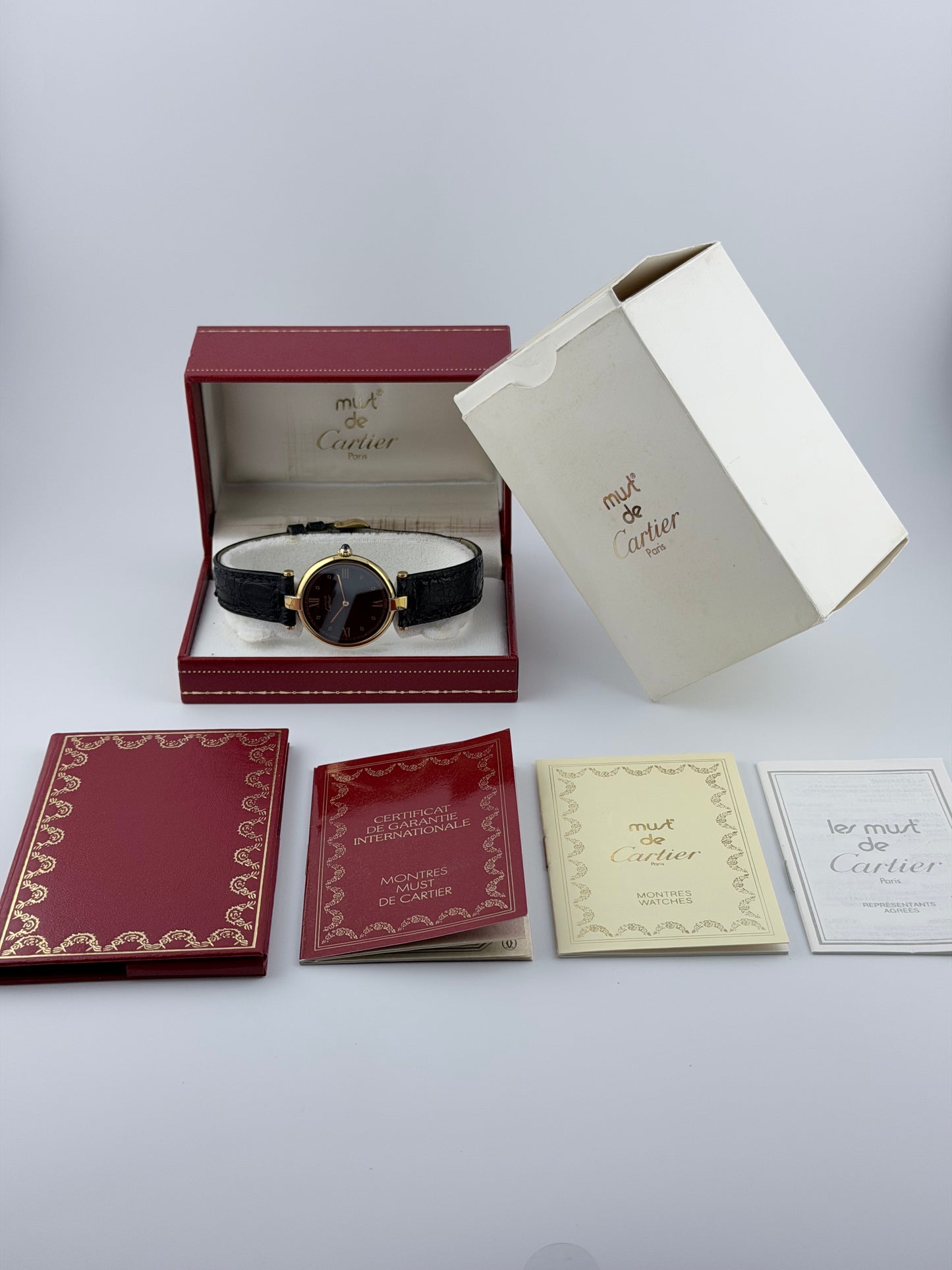 Cartier must de Vendome Quartz - 590003 - Onyx Dial - FULL SET!