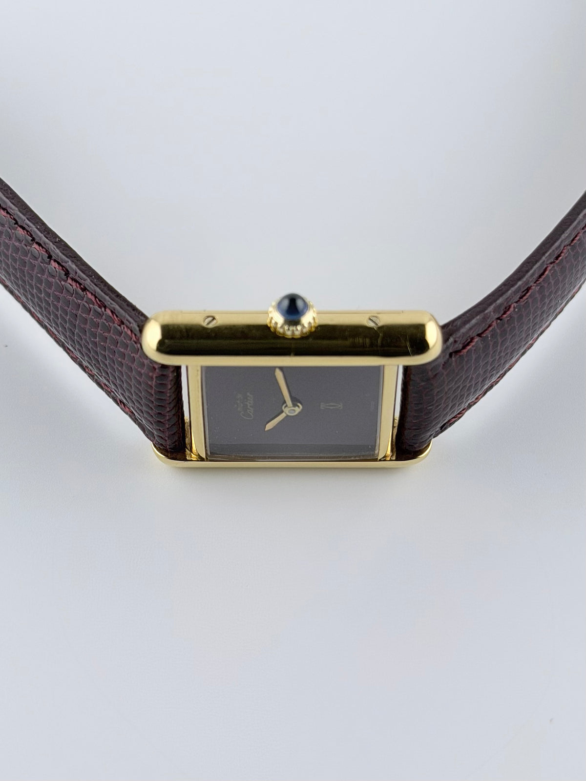 Cartier Must De Tank Paris Manual Wind - 3 - Burgundy Dial - with Pouch & Papers - Ladies