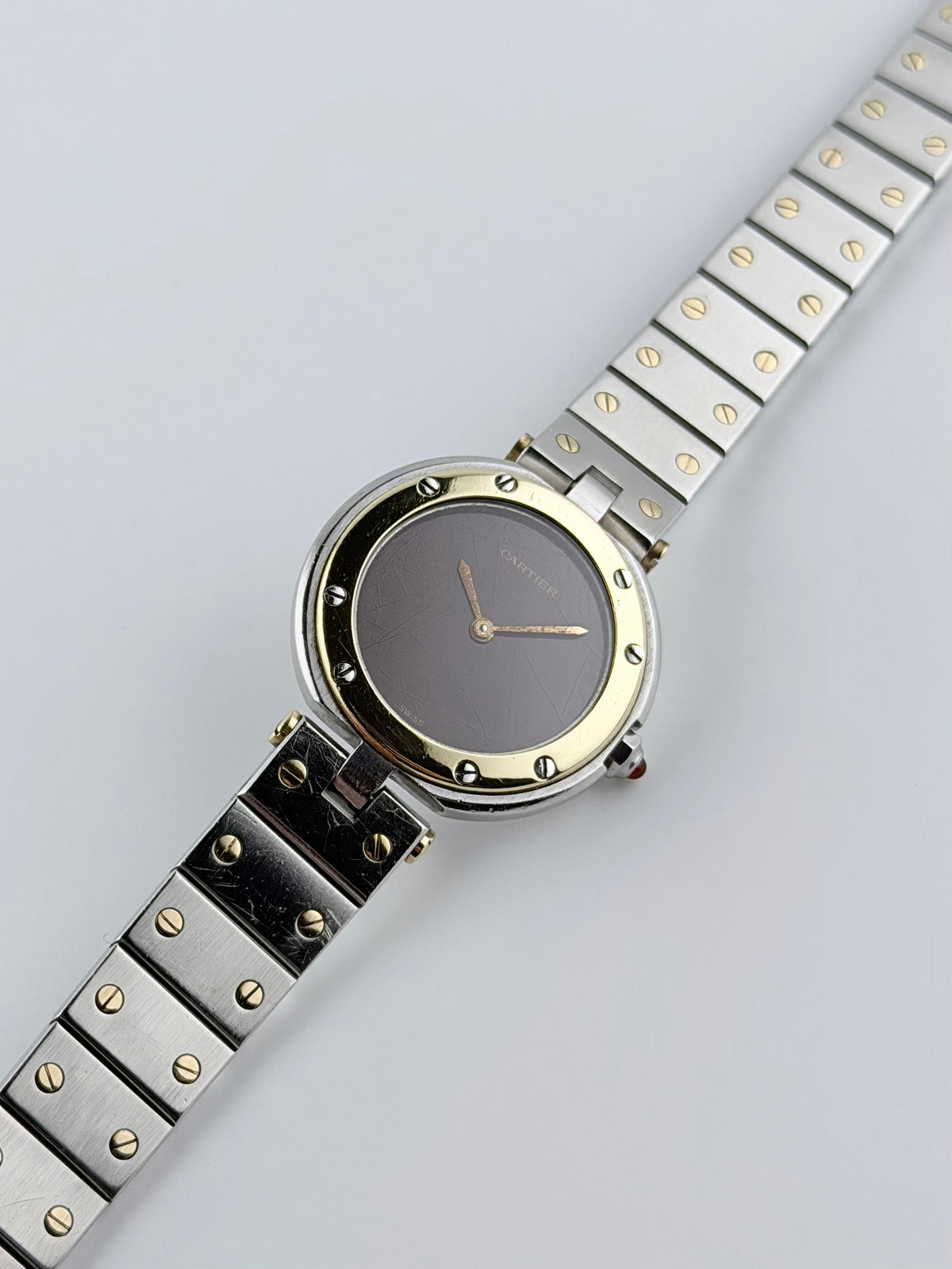 Cartier Santos Vendome Quartz - 81913 Bicolour - Burgundy Dial - Ladies