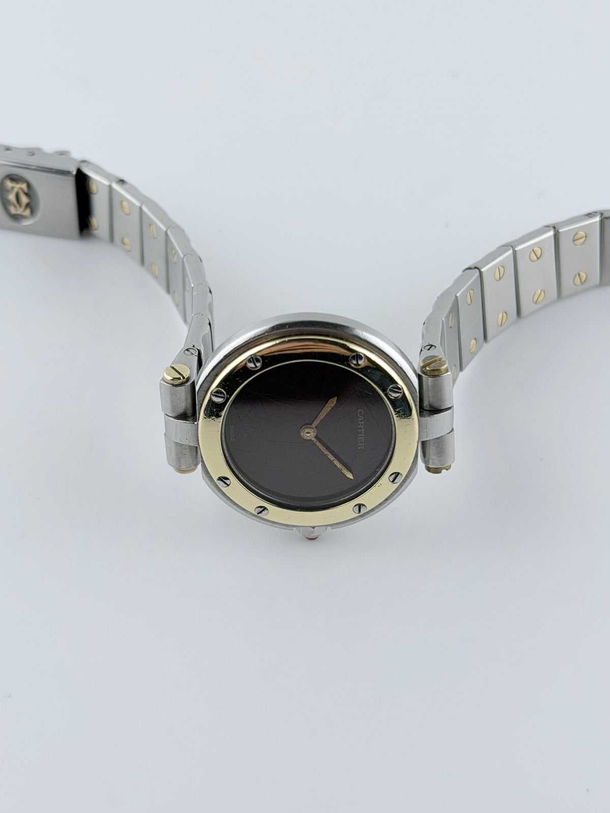 Cartier Santos Vendome Quartz - 81913 Bicolour - Burgundy Dial - Ladies