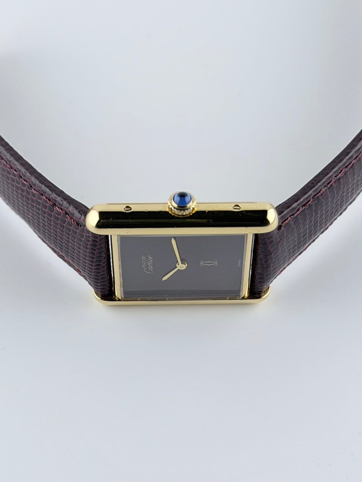 Cartier Must De Tank Paris Manual Wind - 6 LM - Burgundy Dial - with Box