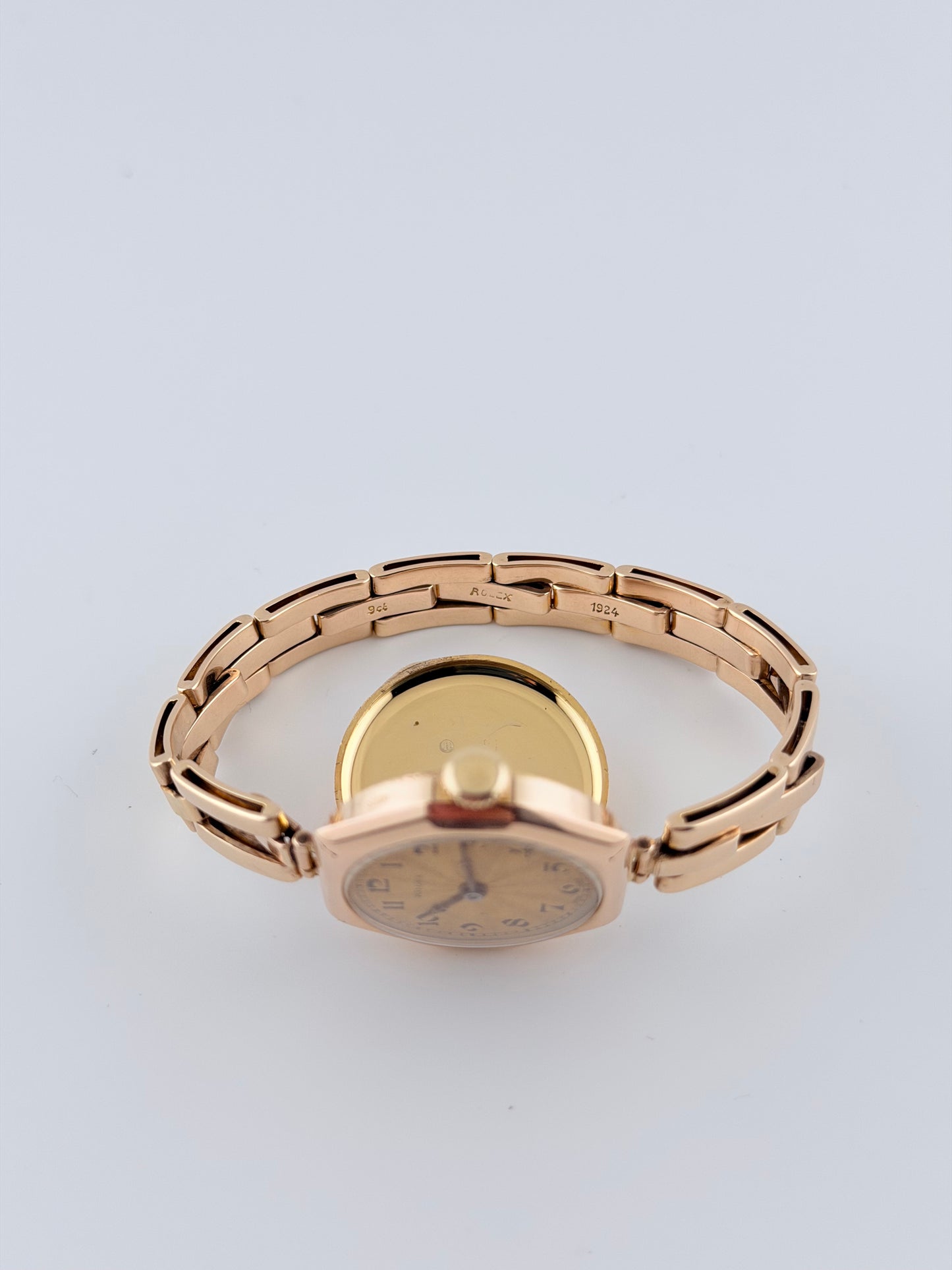 Rolex Ladies Cocktail Watch Manual Wind - Rare 1920s - Solid 9ct Gold - Tropical Guilloche Dial