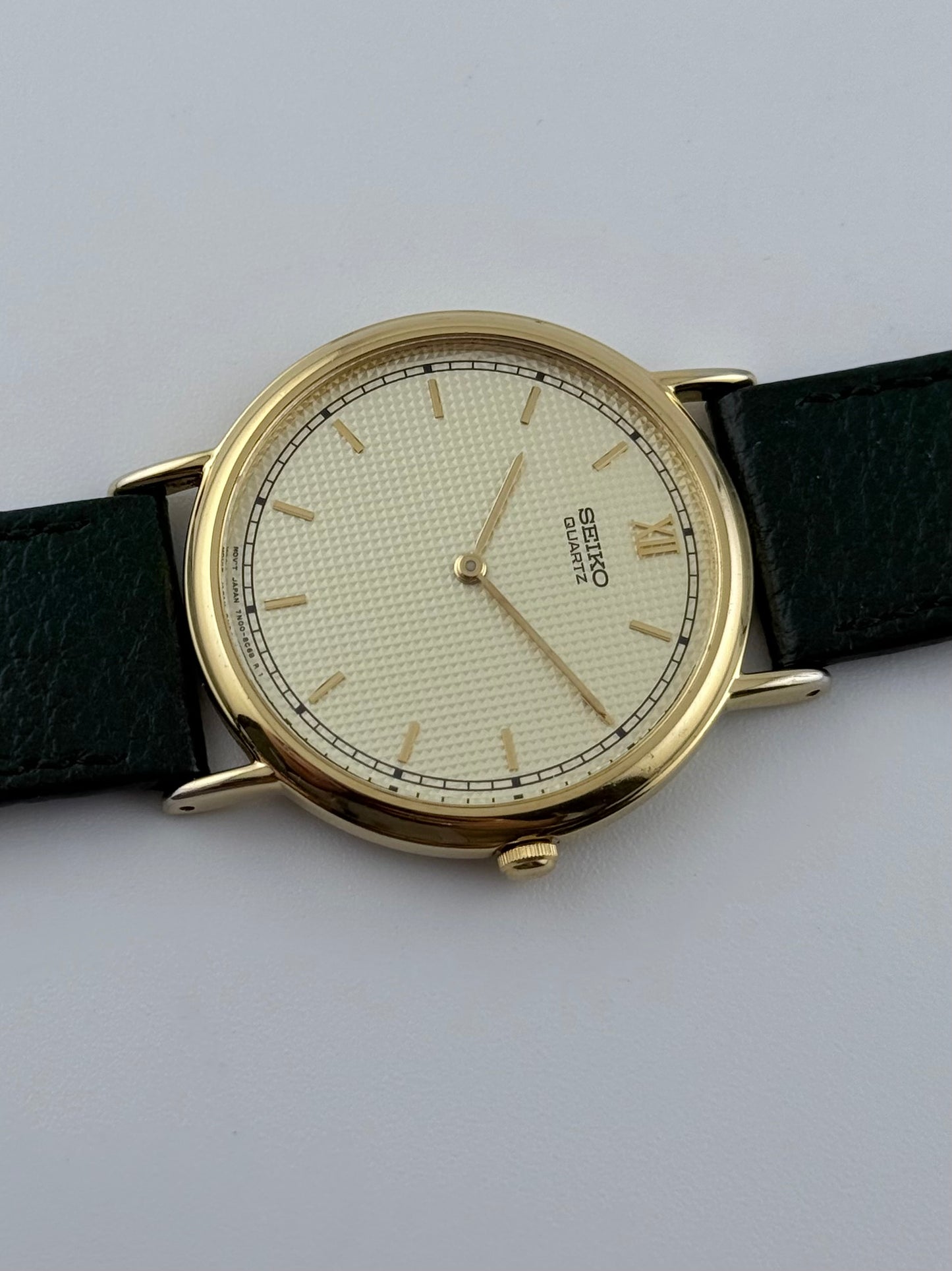 Seiko Quartz Dress Watch - 7N00-8A00 - Waffle Dial