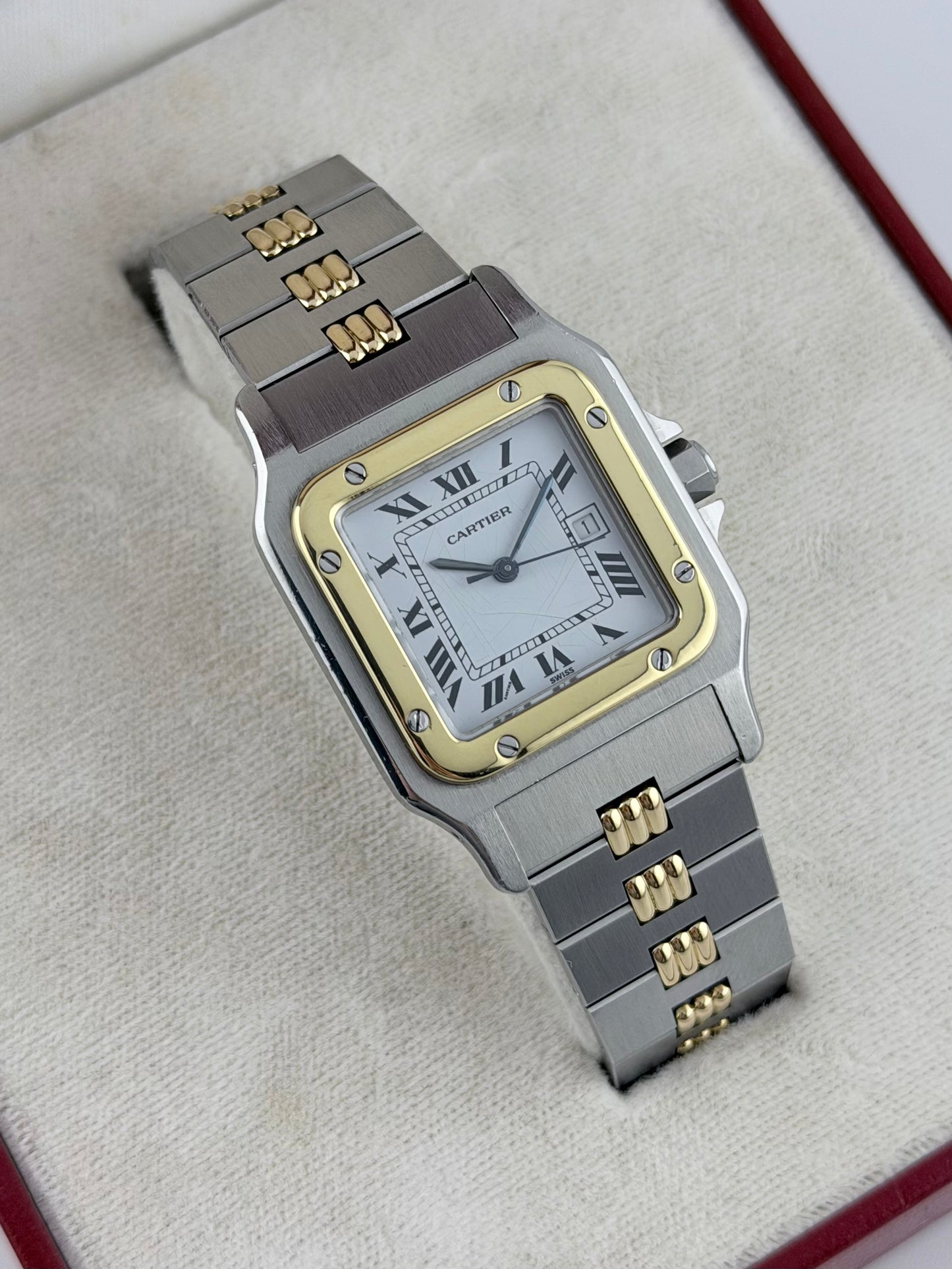 Cartier Santos Carree Automatic Date - Rare Godron Bracelet - 2961