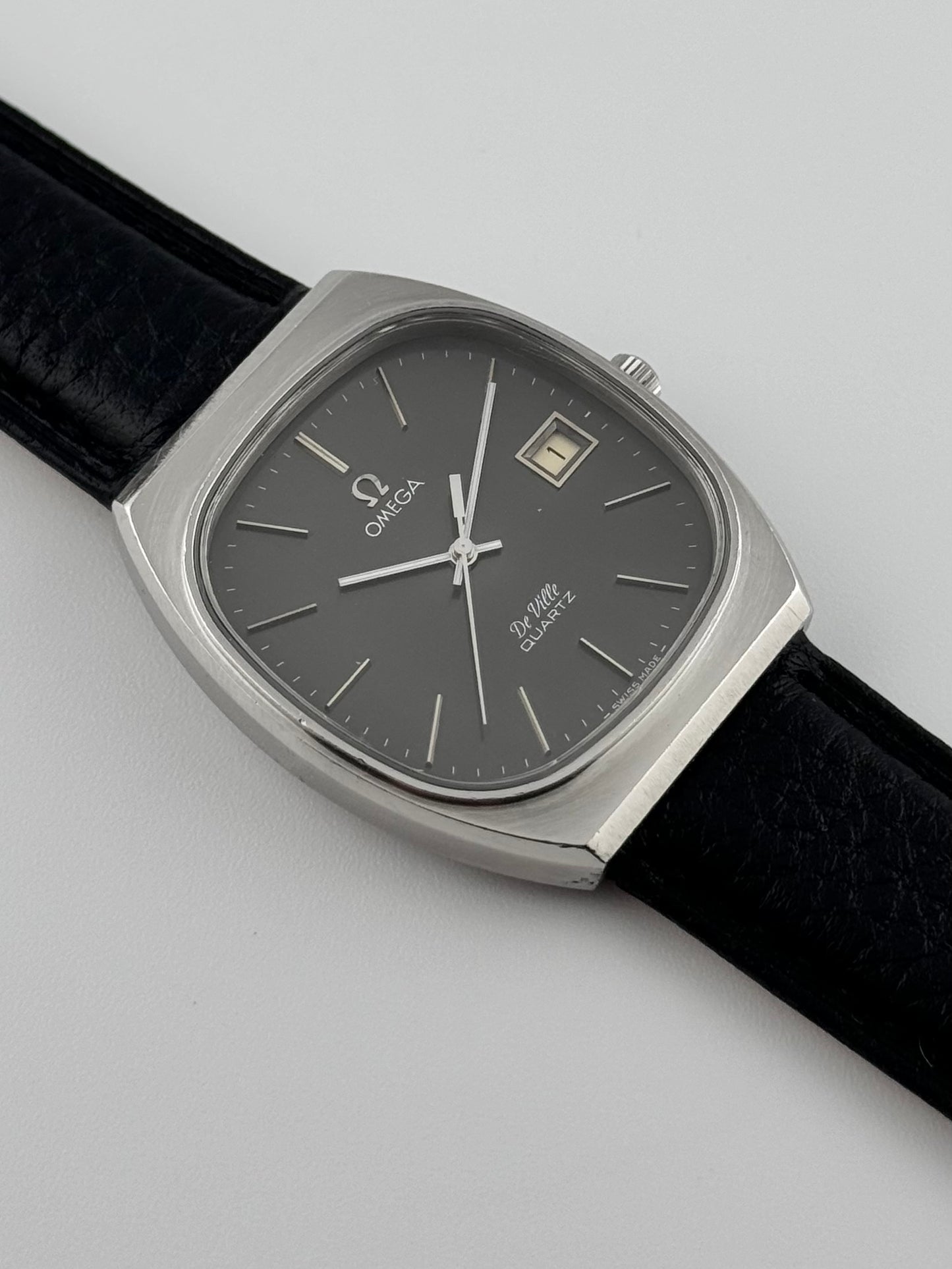 Omega De Ville Tank Quartz Date - Dark Steel Brushed Dial - 192.0035