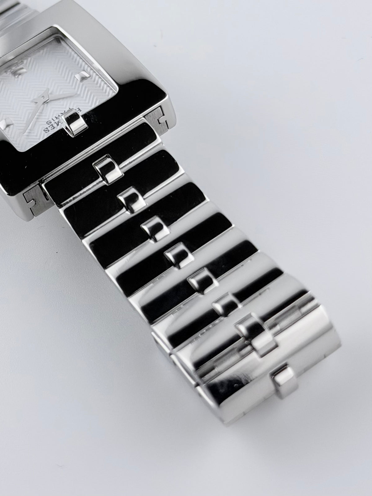 Hermes Paris Belt BE1.210 Large - White Chevron Dial - near mint - with Box/Booklet/Tag - Ladies