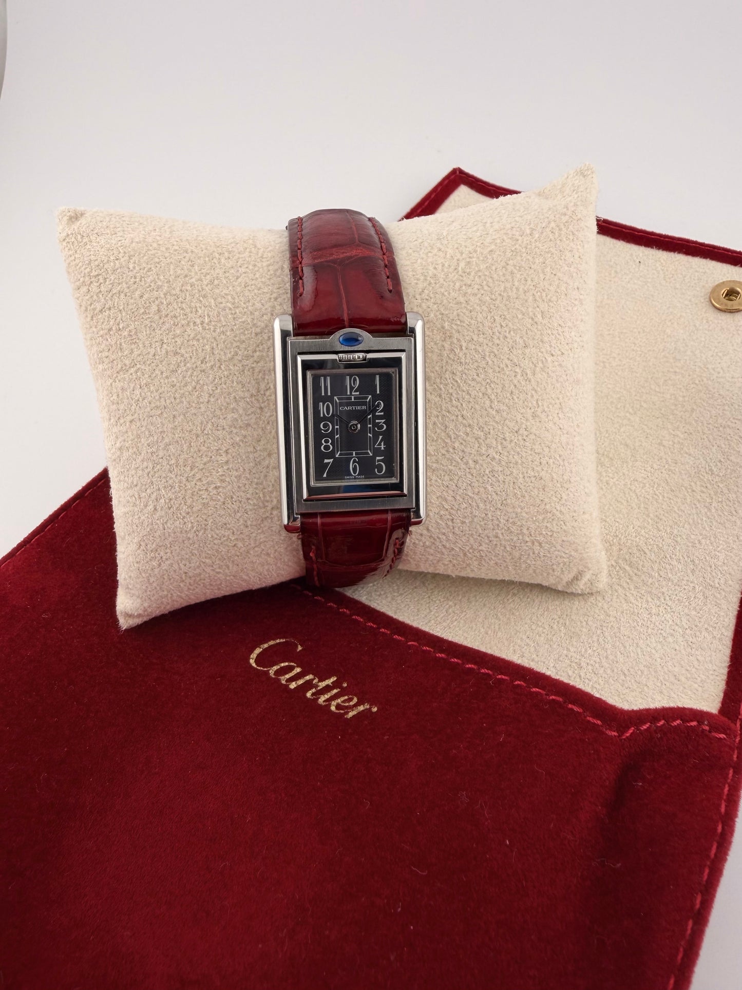 Cartier Basculante Tank 2386 - Rare "Windmill" White Arabic Dial - Unisex