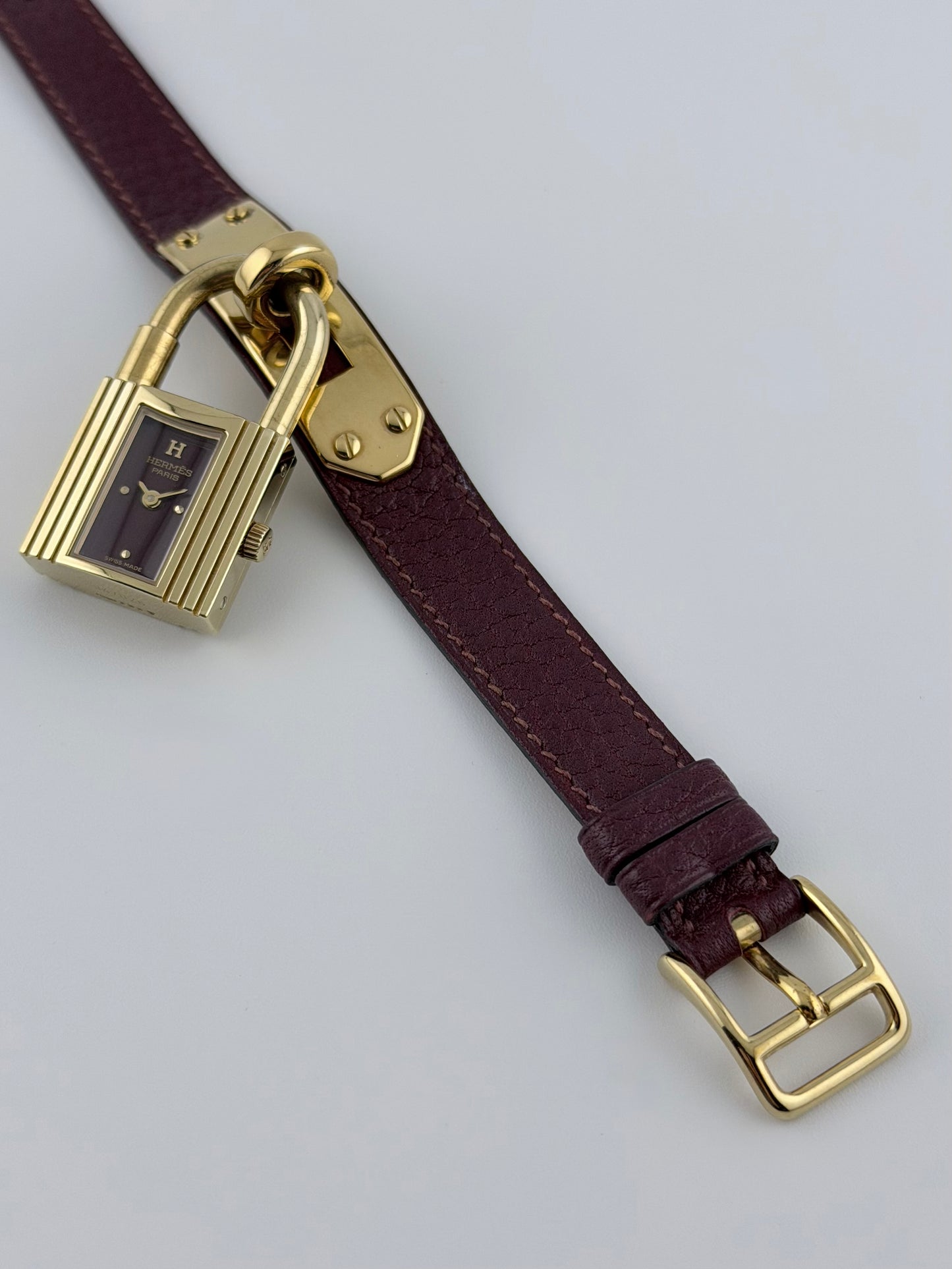 Hermes Paris Kelly Lock Watch -  Burgundy