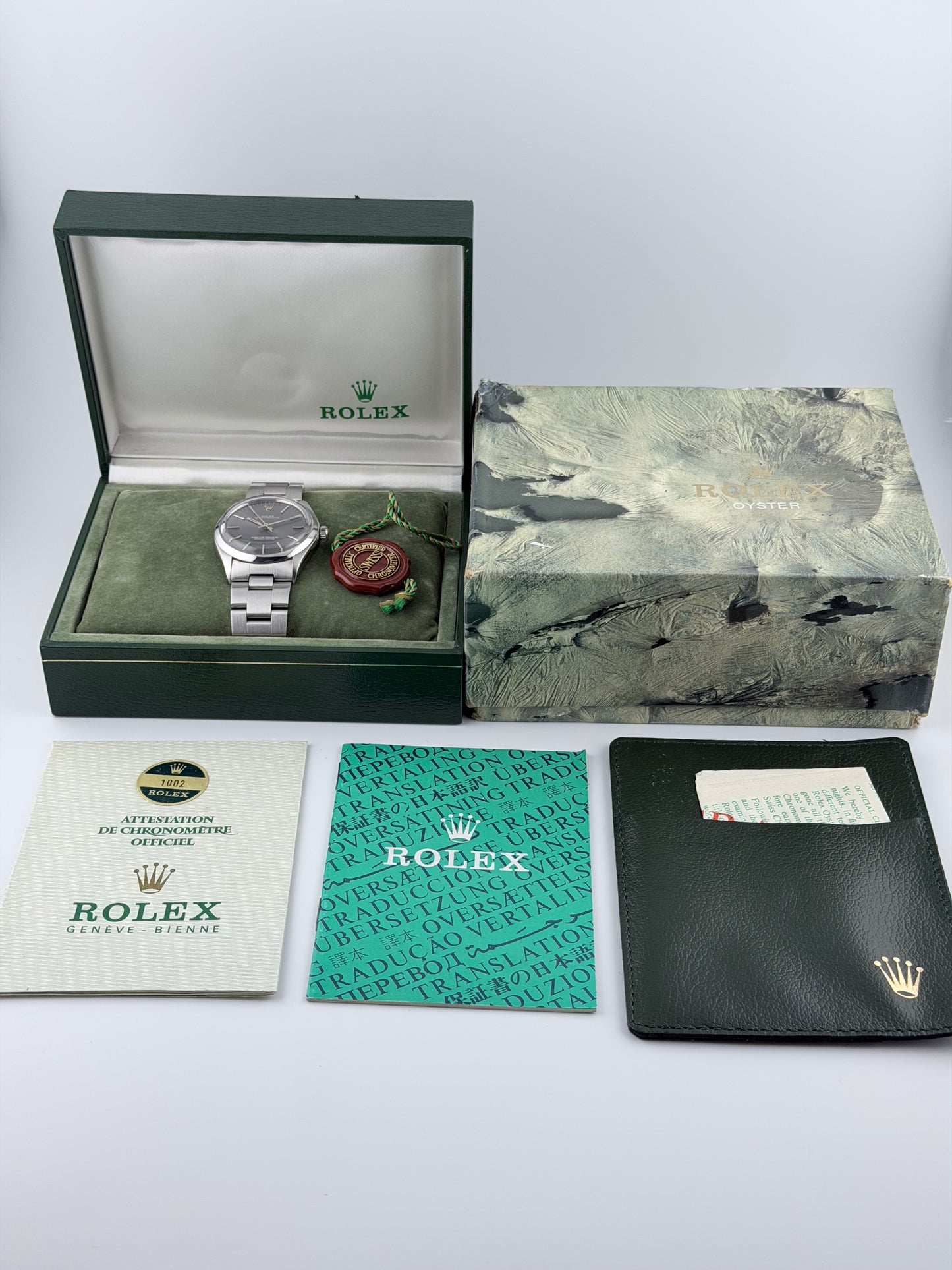 Rolex Oyster Perpetual Automatic 1002 - Rare Grey Ghost Dial - Box and Papers