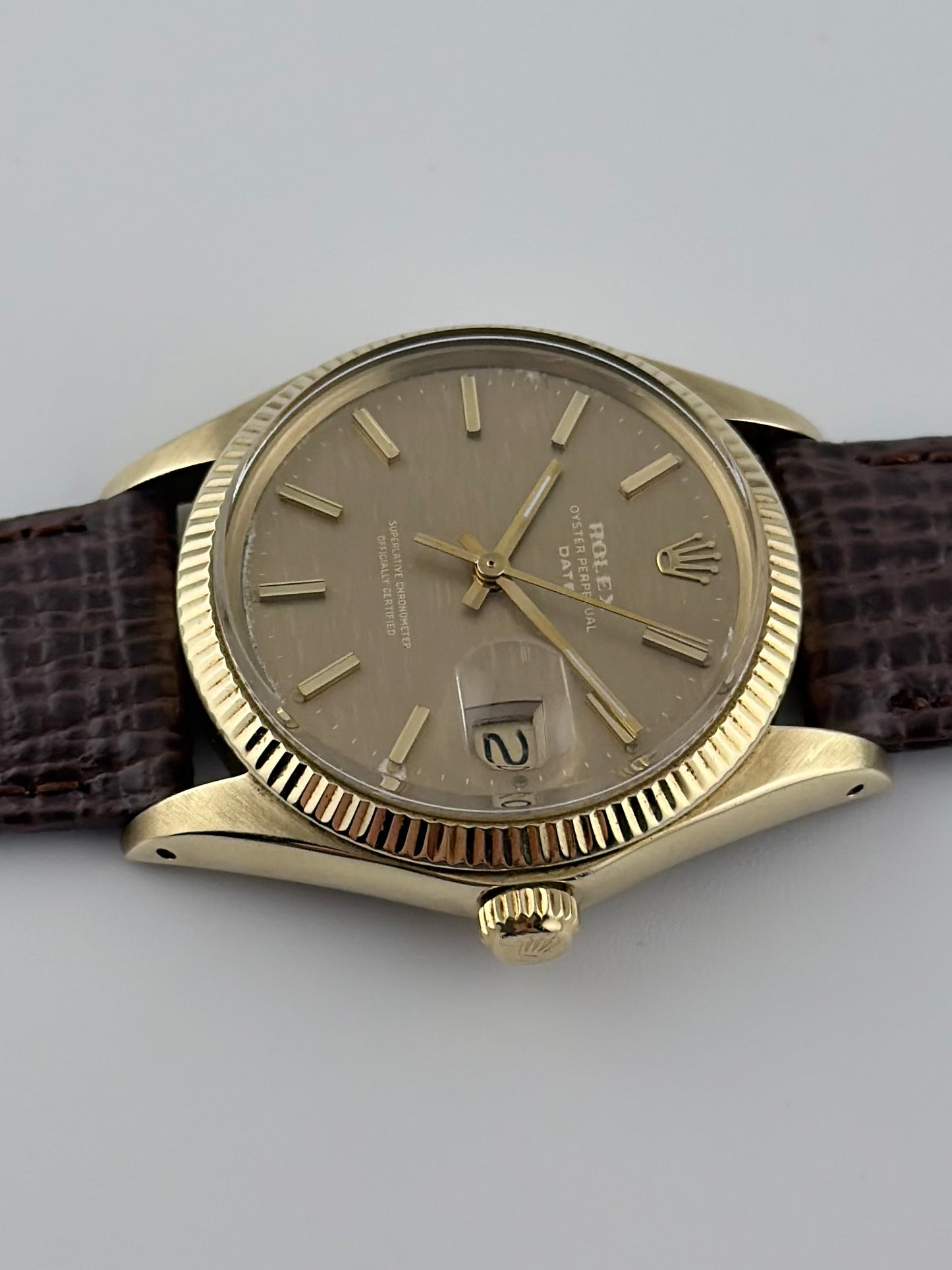 Rolex Oyster Perpetual Date Automatic - 1503 - Ultra Rare Havana Shantung Dial - Solid 14k Gold