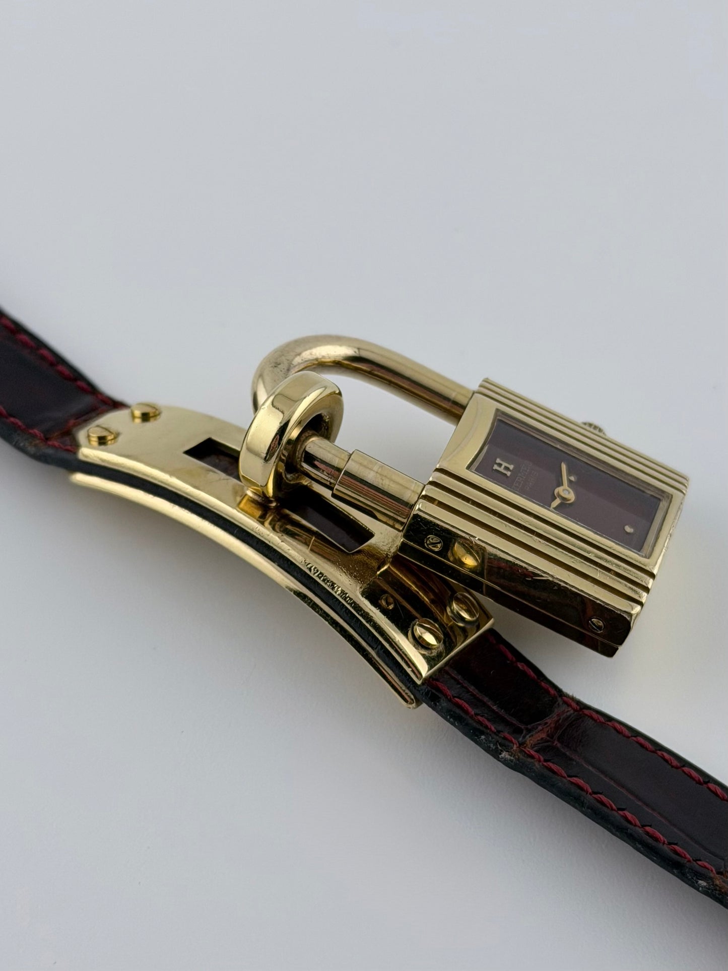 Hermes Paris Kelly Lock Watch -  Burgundy