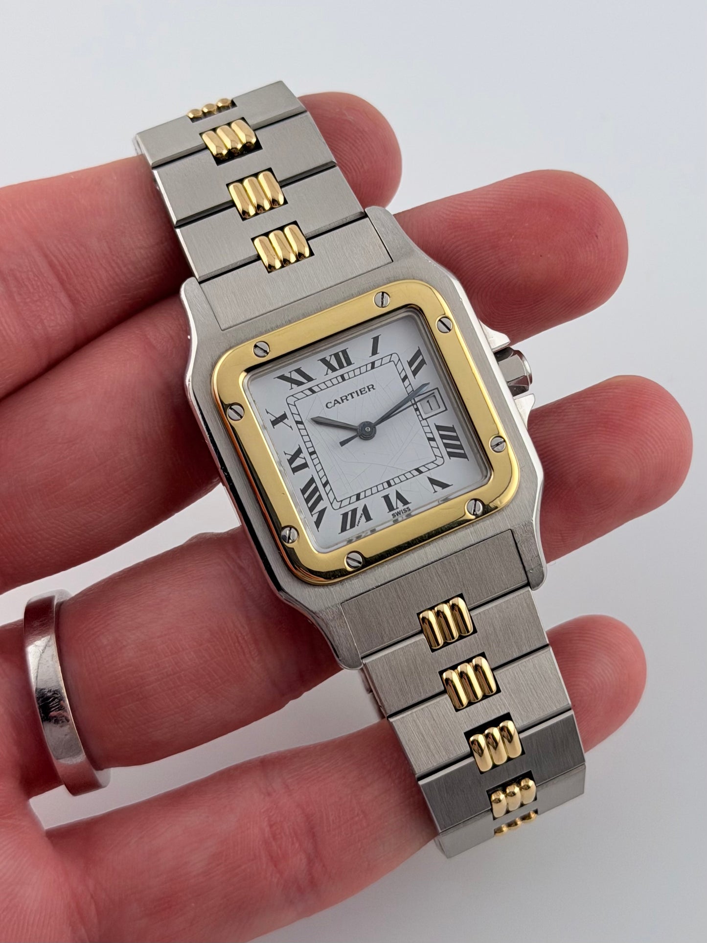 Cartier Santos Carree Automatic Date - Rare Godron Bracelet - 2961