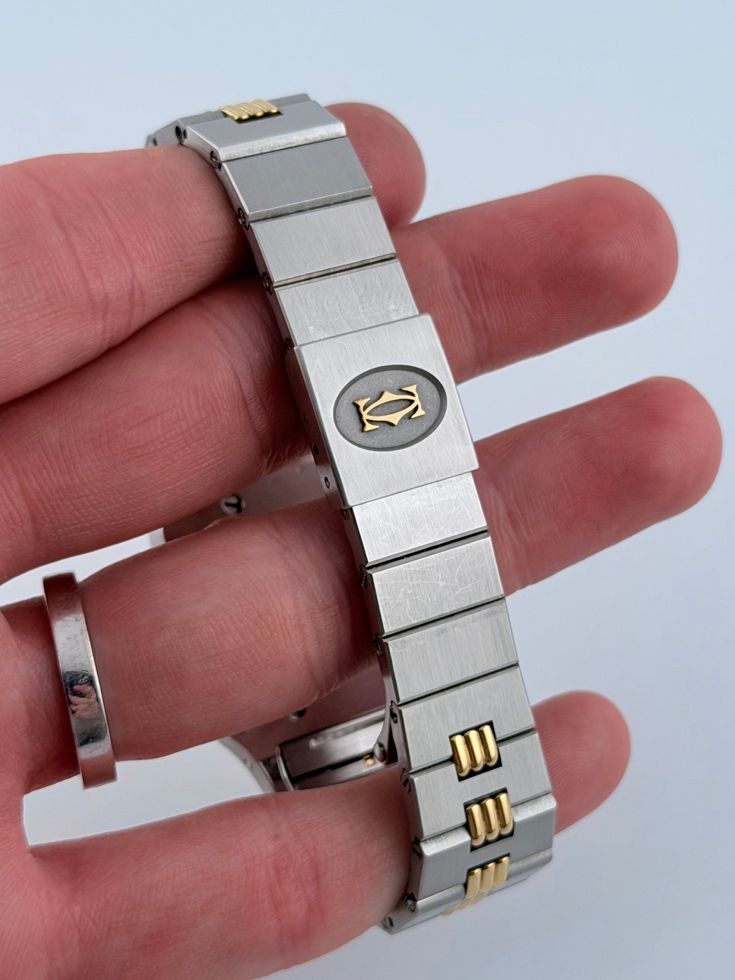 Cartier Santos Carree Automatic Date - Rare Godron Bracelet - 2961