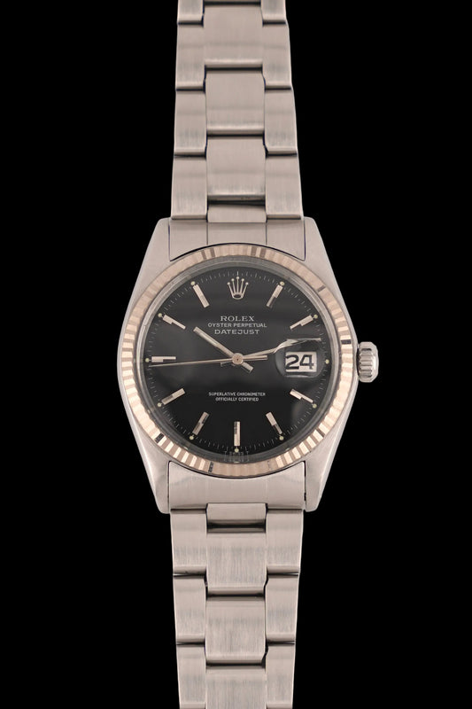 Rolex Datejust Oyster Perpetual Automatic - Rare Matte Black Dial - 1601