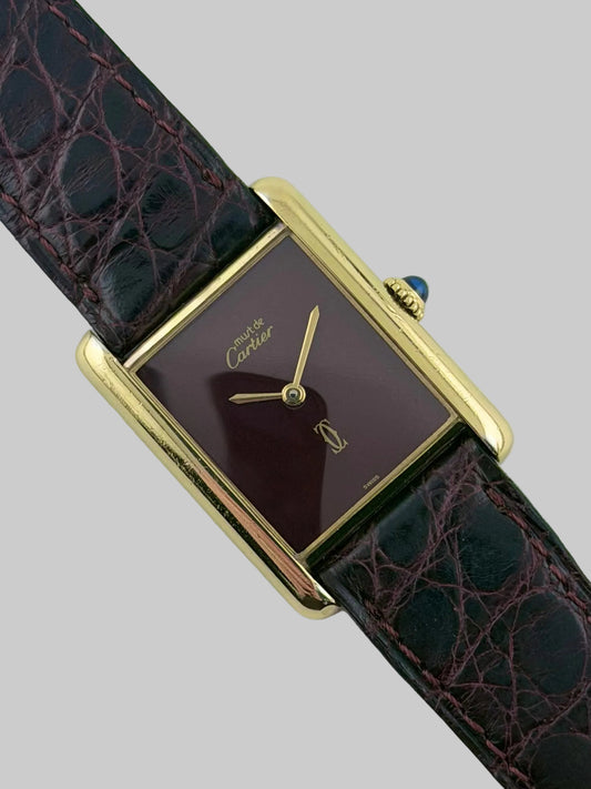 Cartier Must De Paris Tank Manual Wind - 6 - Burgundy Dial