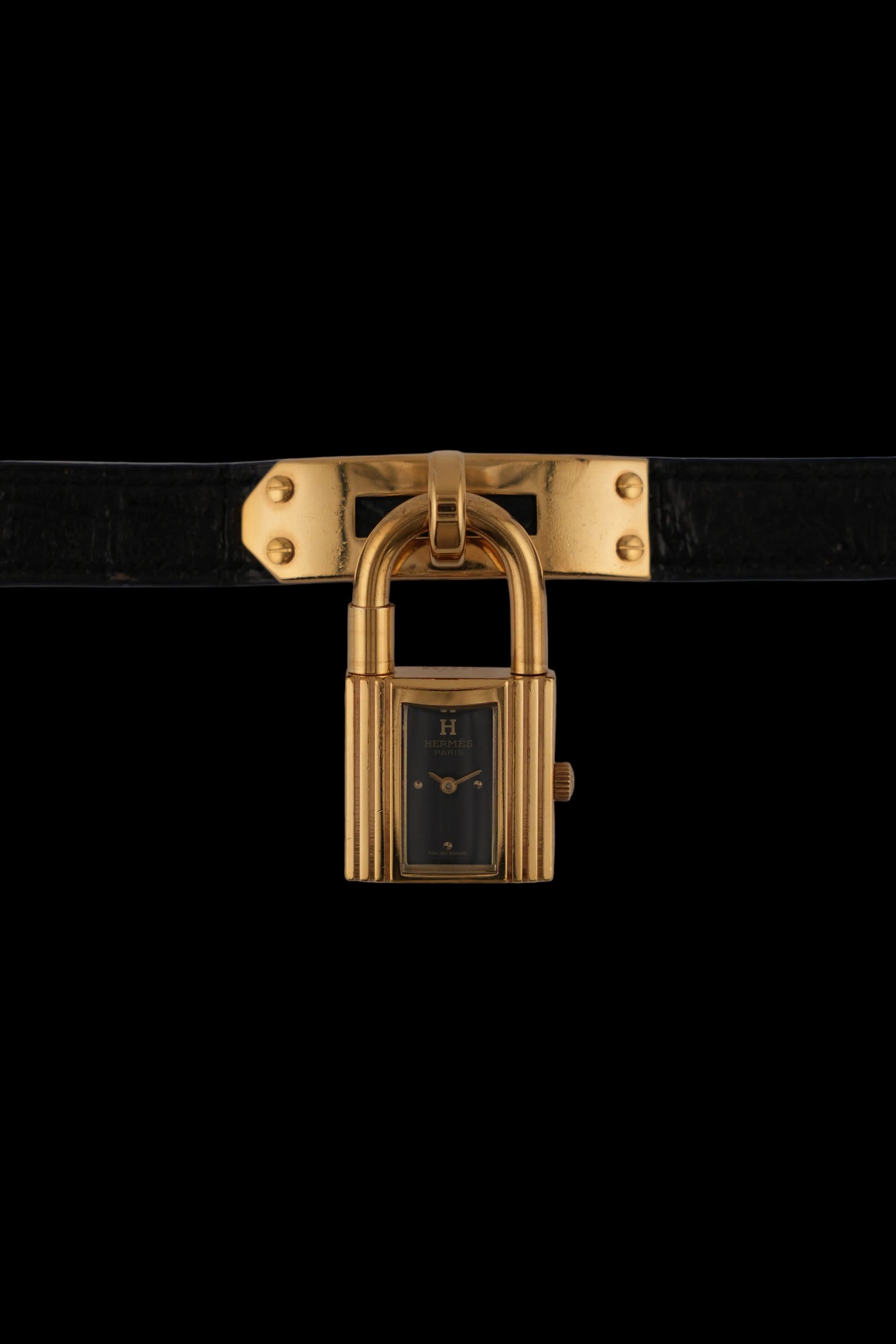 Hermes Paris Kelly Lock Watch - Black - Ladies