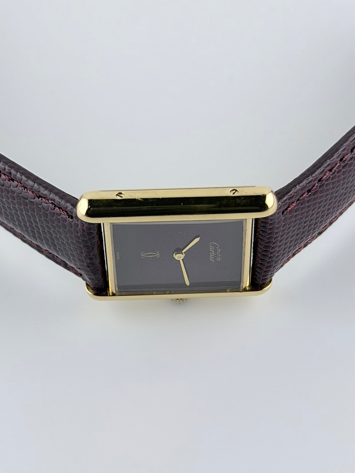 Cartier Must De Tank Paris Manual Wind - 6 LM - Burgundy Dial - with Box