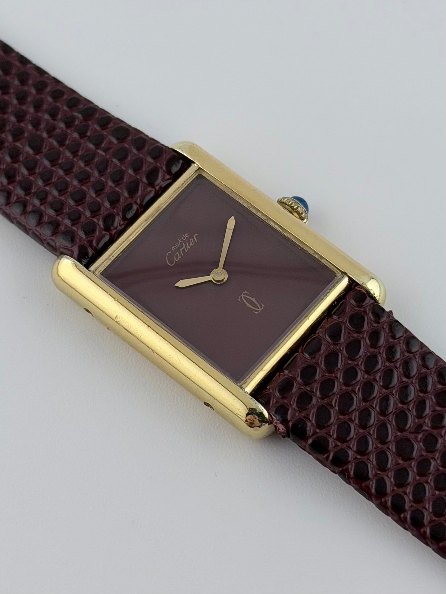 Cartier Must De Paris Tank Manual Wind - 6 - Burgundy Dial