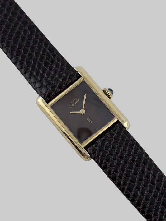 Cartier Must de Tank - 3 - Manual Wind - "Wood" Dial - Original Box - Ladies