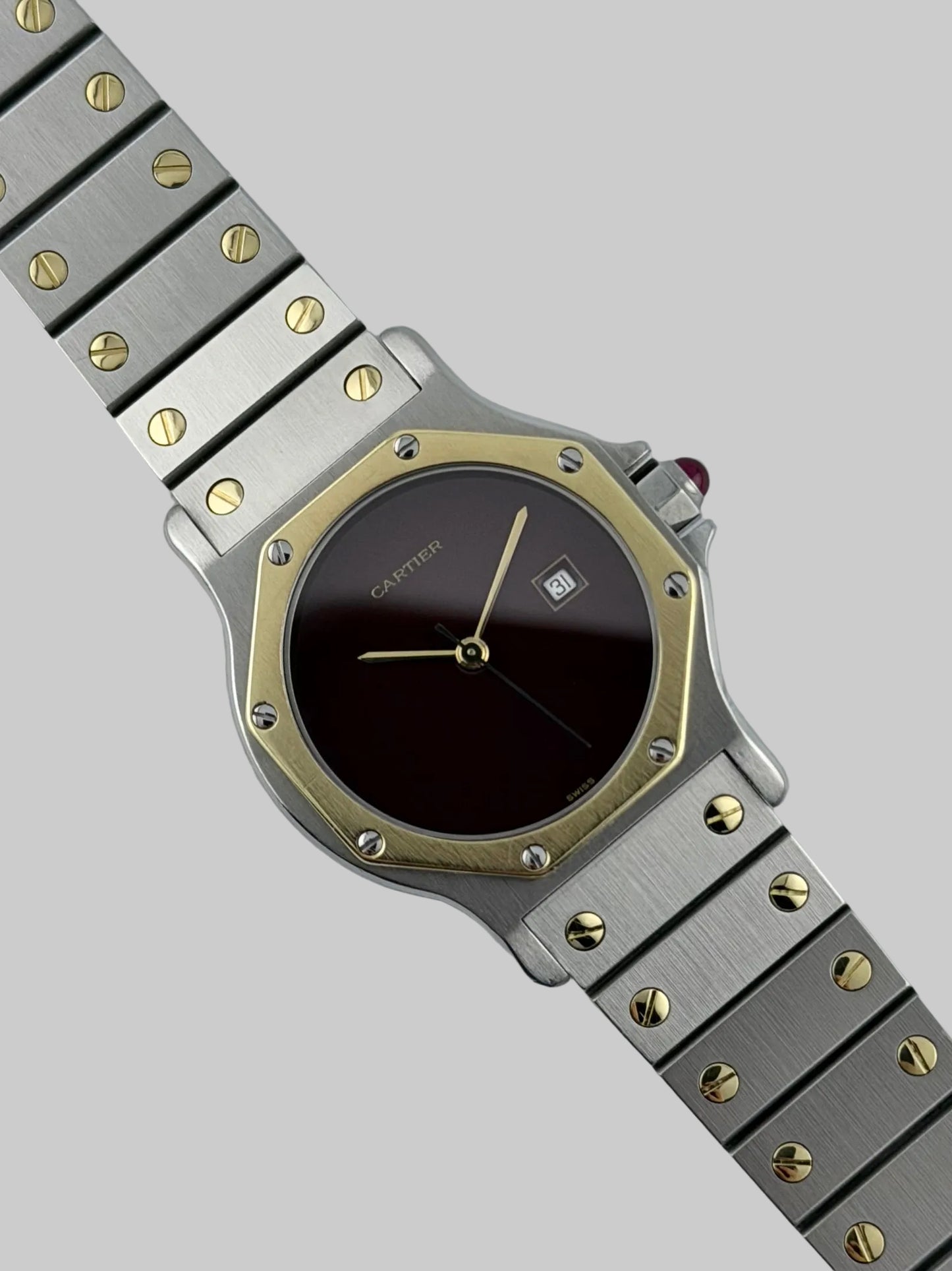 Cartier Santos Octagon Automatic Date - 2966 - RARE! - Box and Papers!