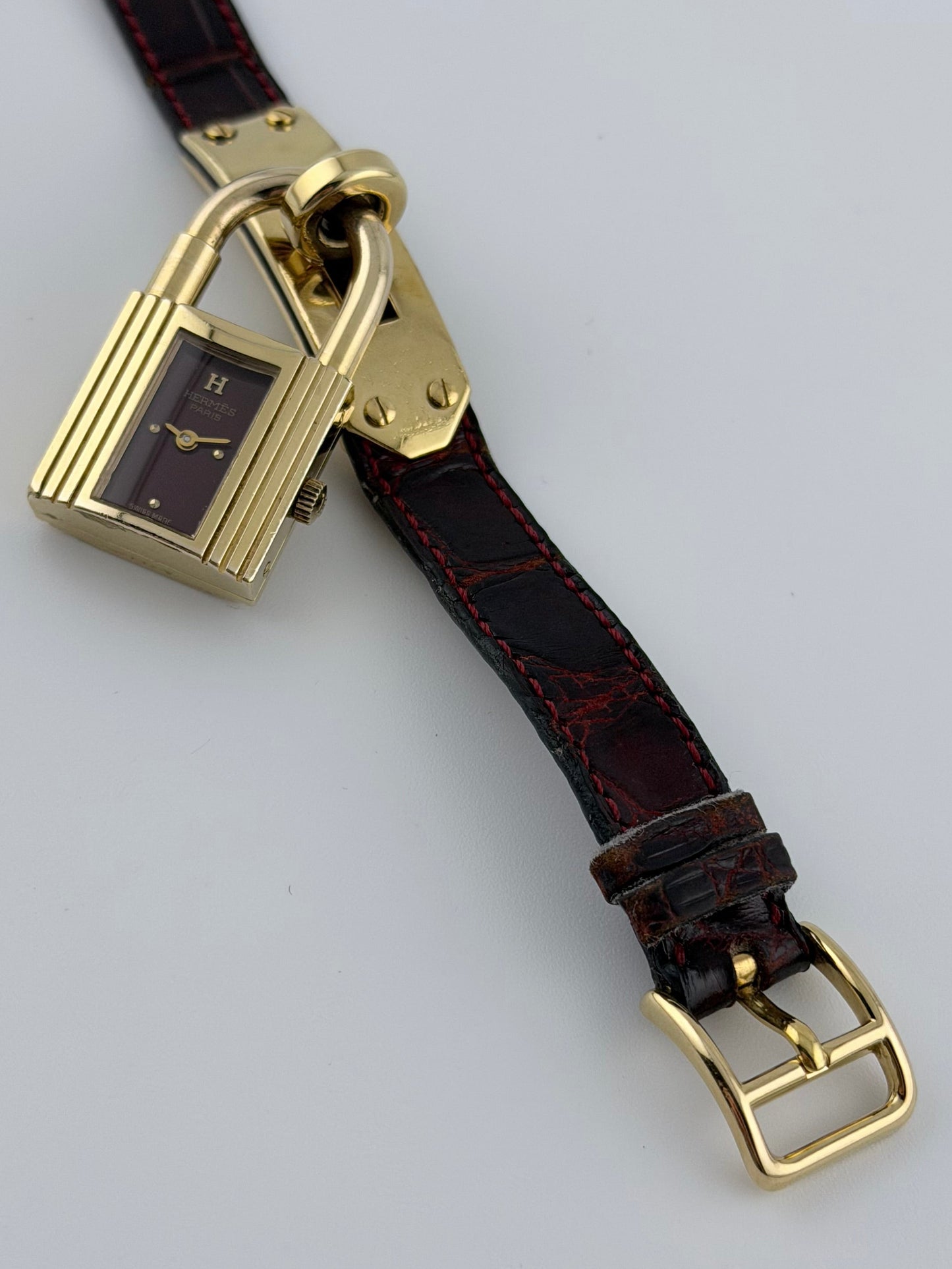 Hermes Paris Kelly Lock Watch -  Burgundy