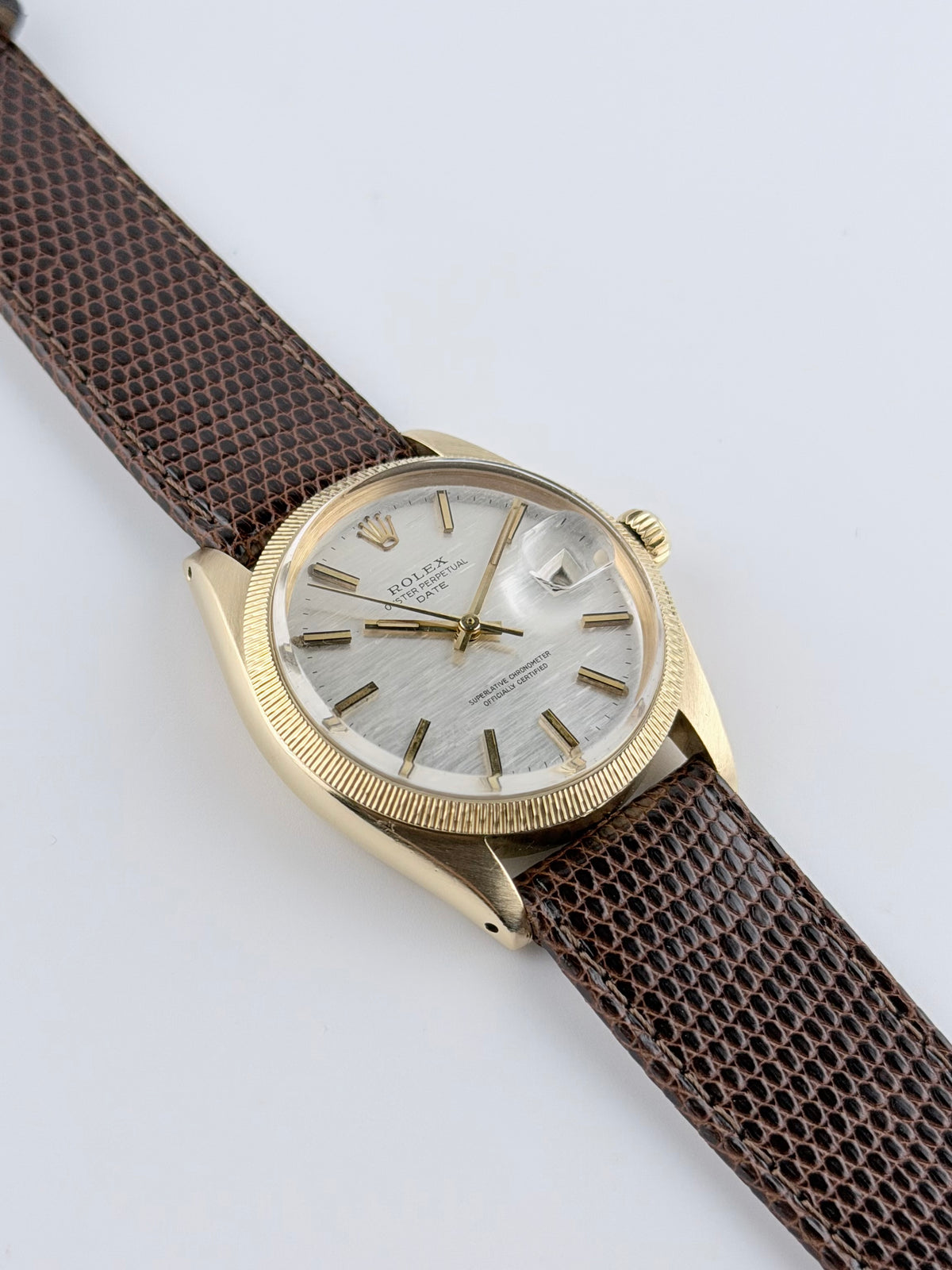 Rolex Oyster Perpetual Date  Automatic  1507 - 18ct Gold - Rare Reeded Bezel - Shantung Dial