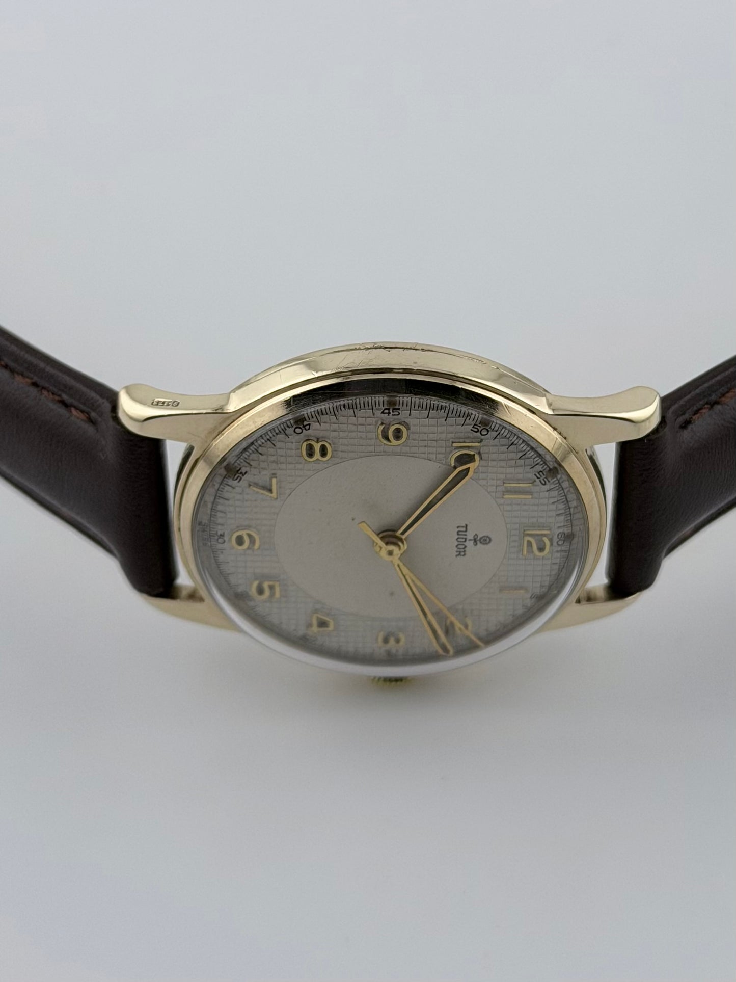 Tudor 9ct Manual Wind - Arabic and Waffle style dial