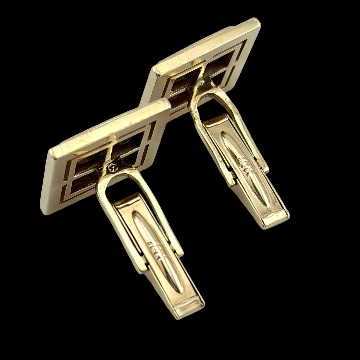 Vintage 1960s Garnet Cufflinks - 14kt Solid Gold