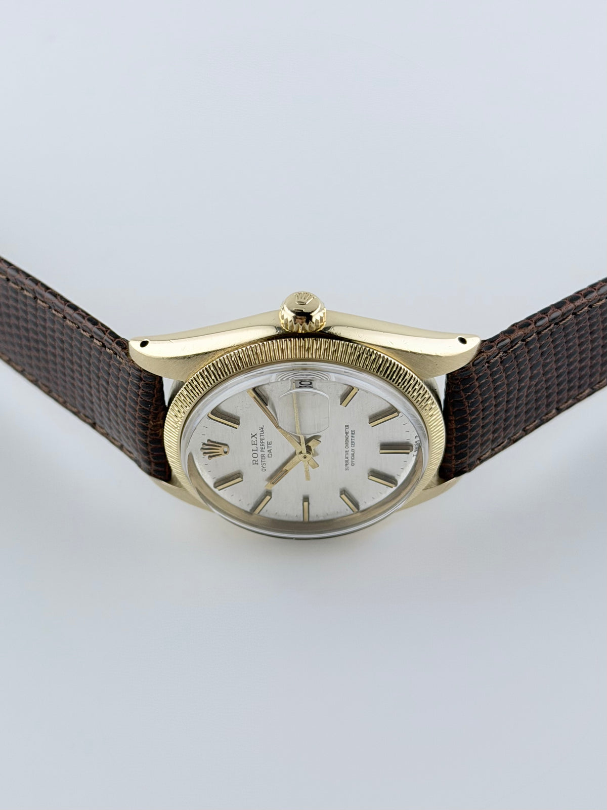 Rolex Oyster Perpetual Date  Automatic  1507 - 18ct Gold - Rare Reeded Bezel - Shantung Dial