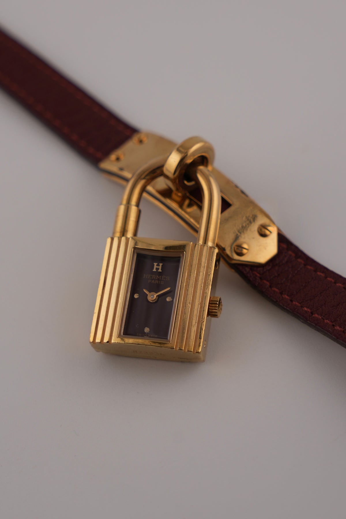 Hermes Paris Kelly Lock Watch -  Burgundy