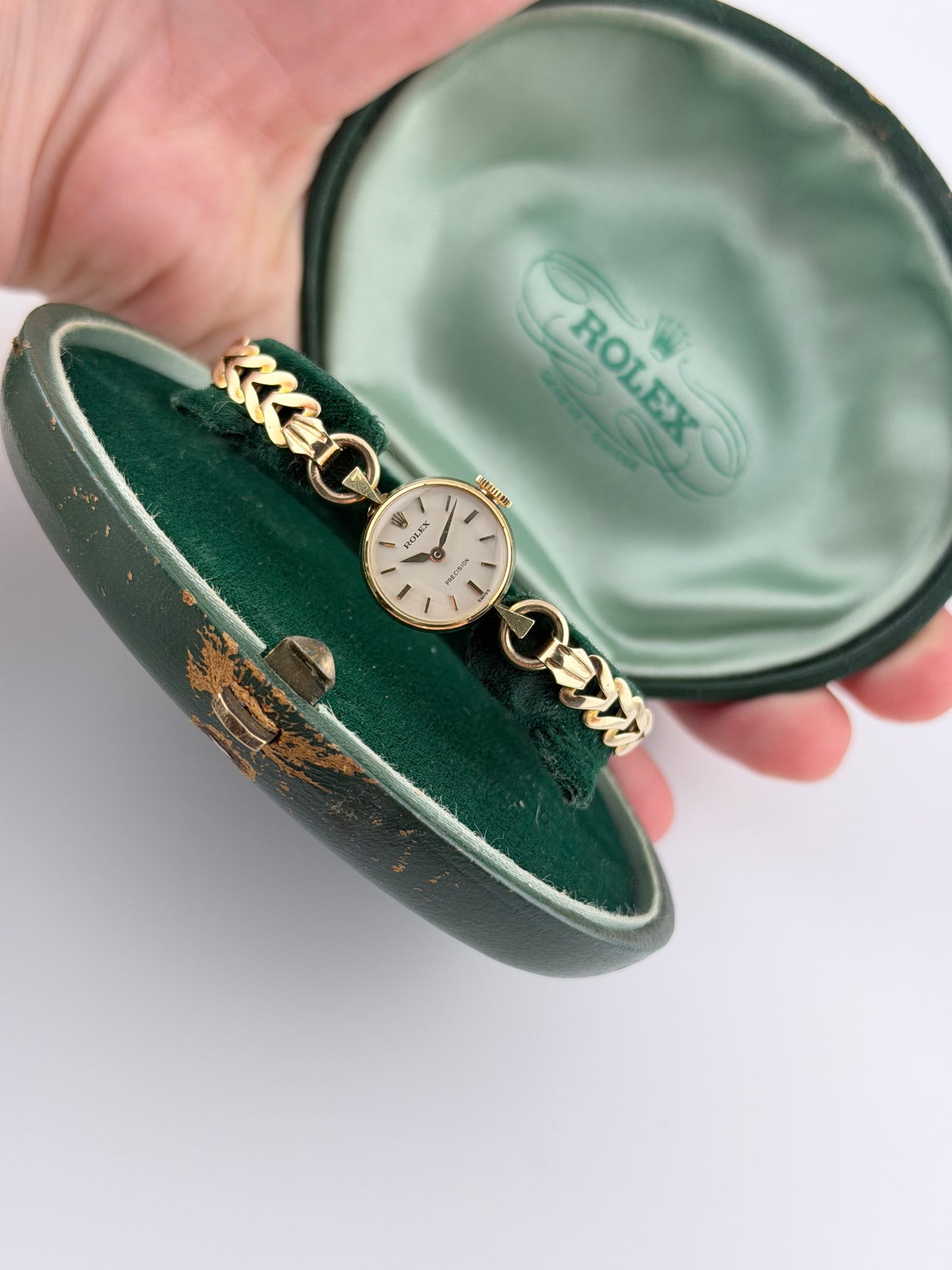 Rolex Precision Ladies Cocktail Watch Manual Wind - Rare 1948 - Solid Gold + Original Seashell Box