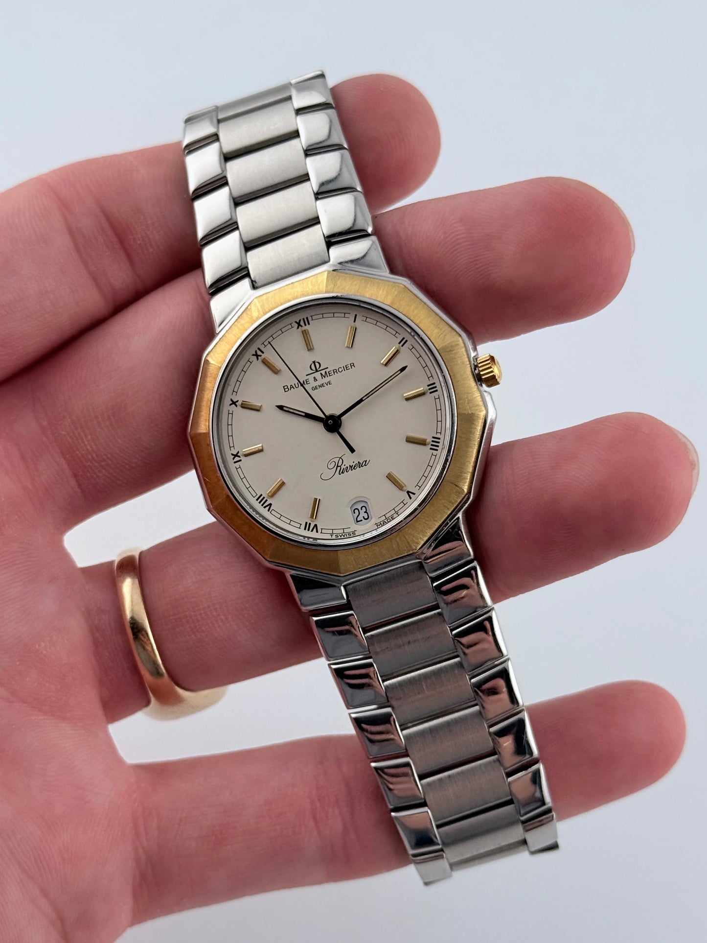 Baume Mercier Geneve Riviera - Quartz Date - 5131.3 - 18ct Gold and Steel