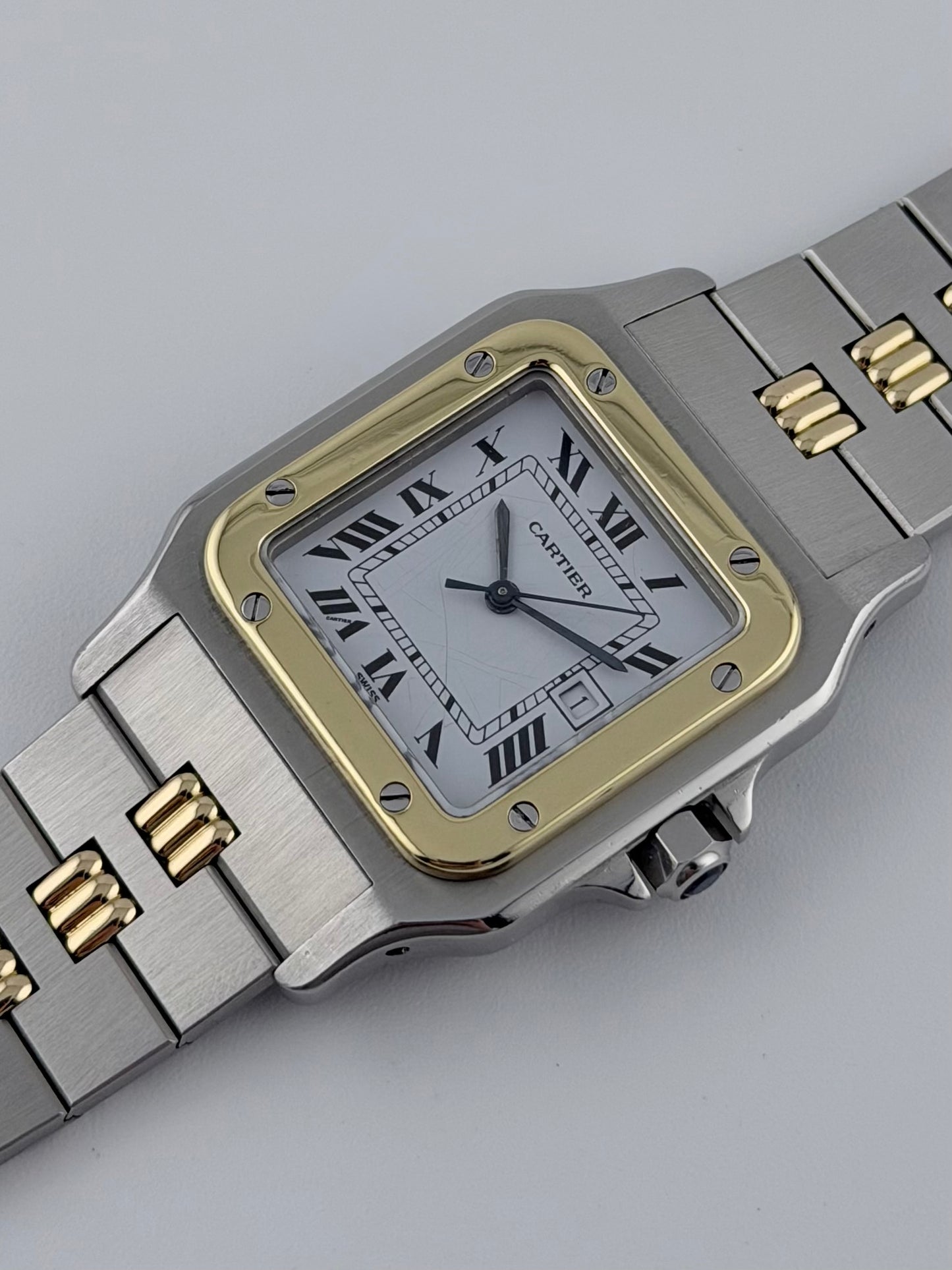 Cartier Santos Carree Automatic Date - Rare Godron Bracelet - 2961