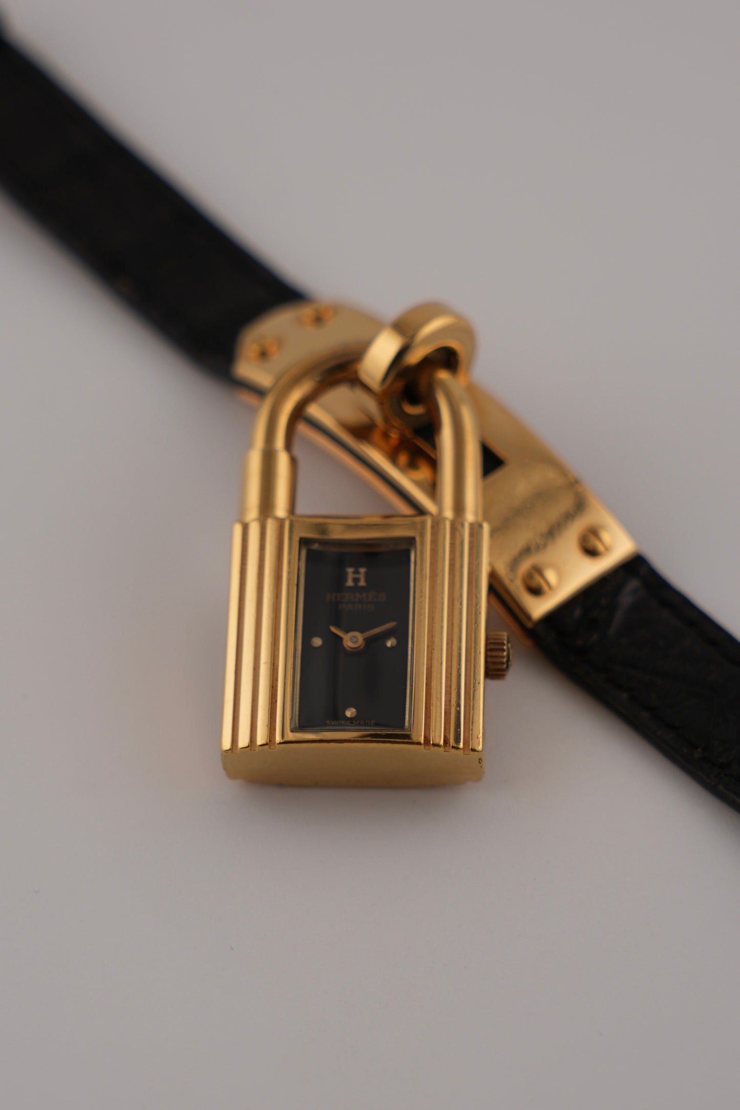 Hermes Paris Kelly Lock Watch - Black - Ladies