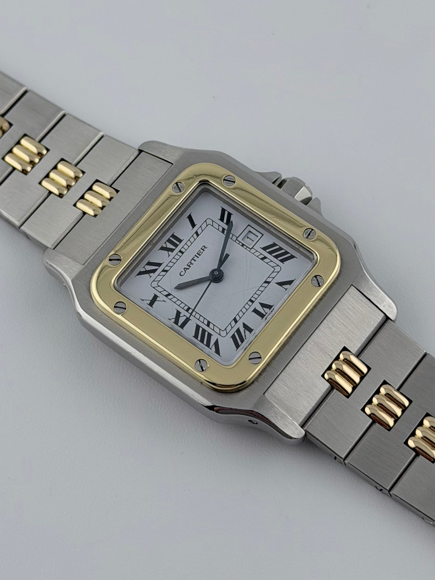 Cartier Santos Carree Automatic Date - Rare Godron Bracelet - 2961