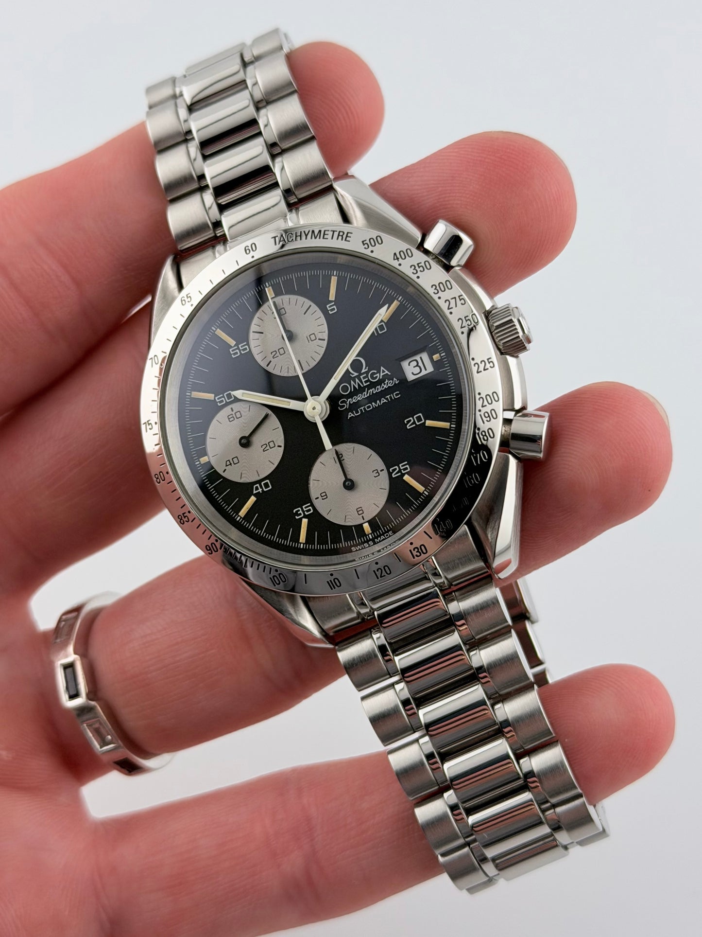 Omega Speedmaster Automatic Date - 175.0043 - Rare Reverse Panda Dial - Box and Papers!