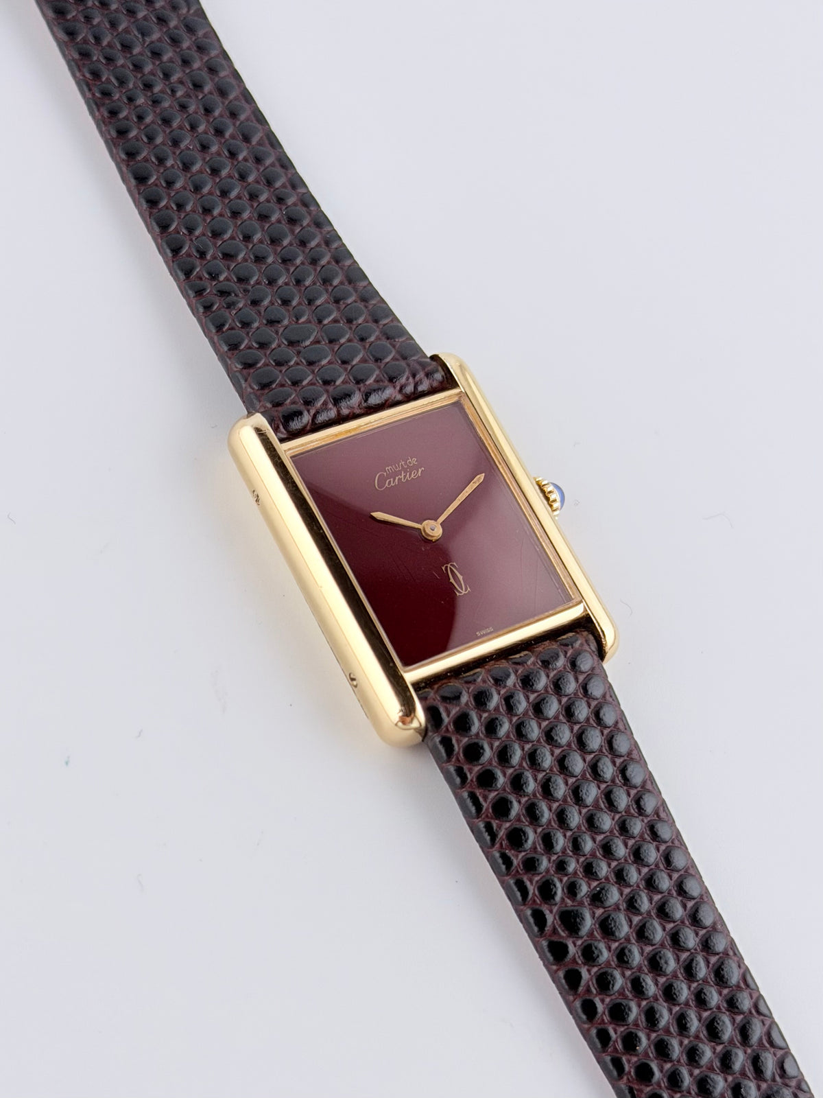 Cartier Must De Tank Paris Manual Wind - 6 - Burgundy Dial