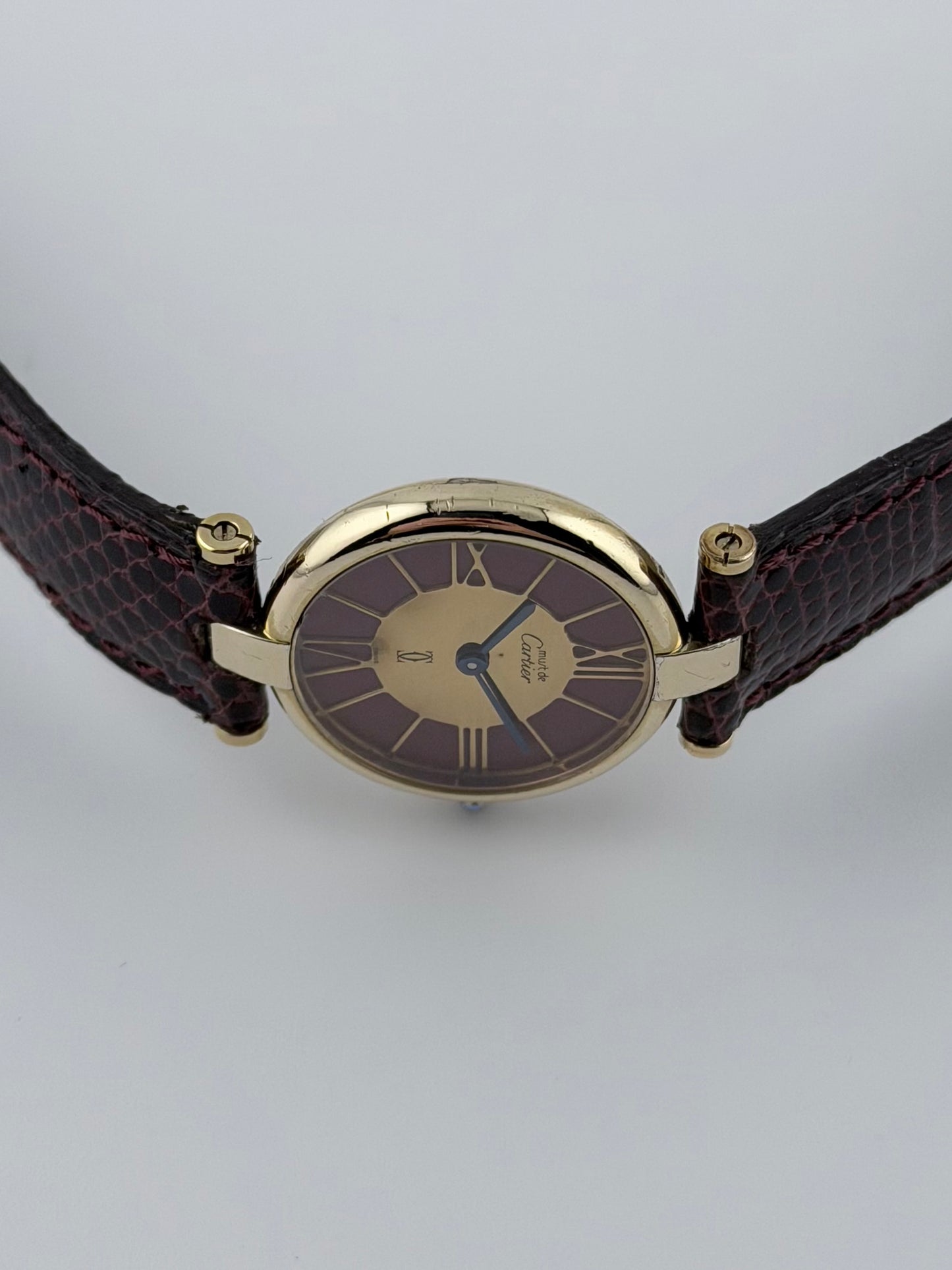 Cartier Must de Cartier Vermeil Quartz - 18 - Gold and Bordeaux Cloisonne Dial - Ladies
