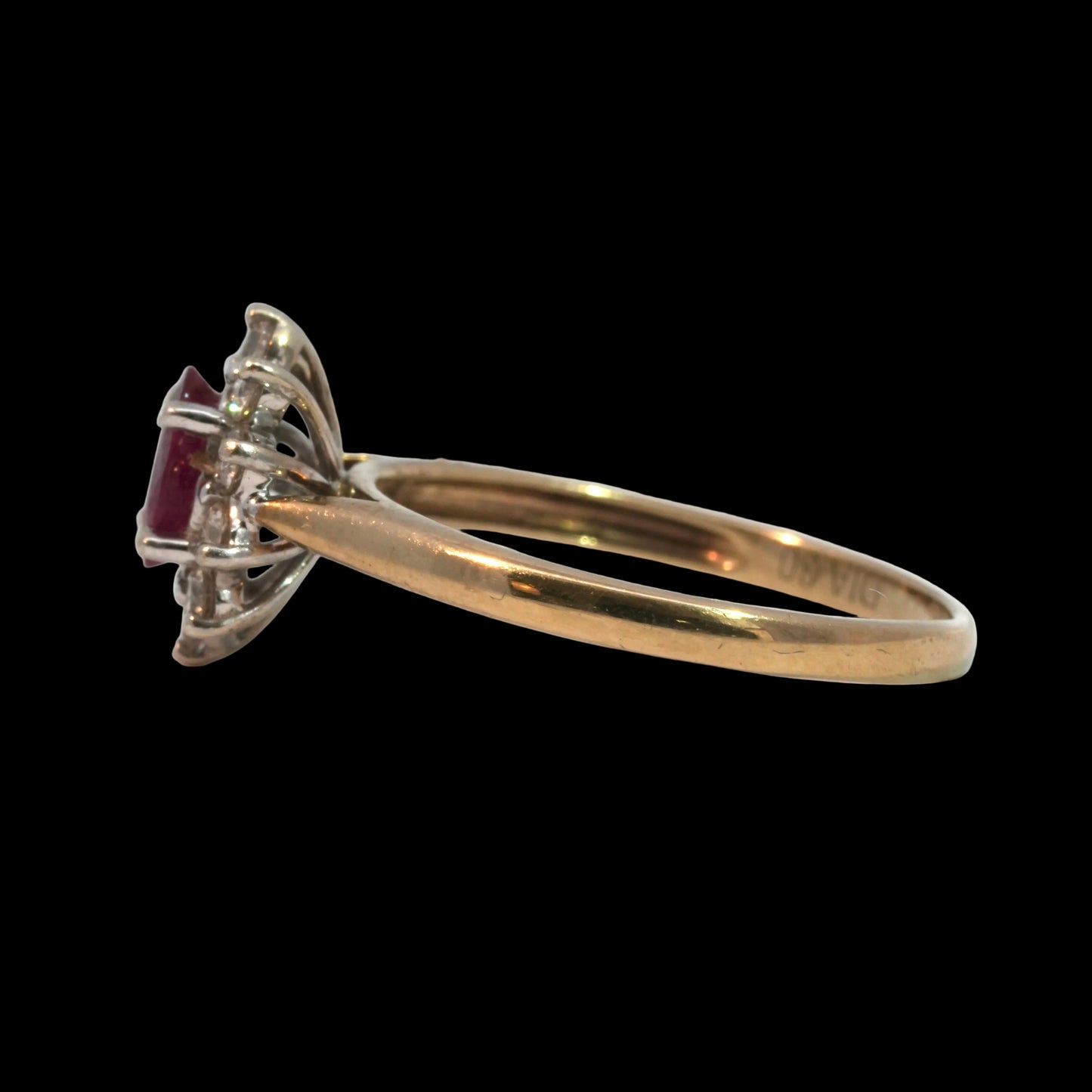 Ruby & Diamond Cluster Ring - 9k Gold