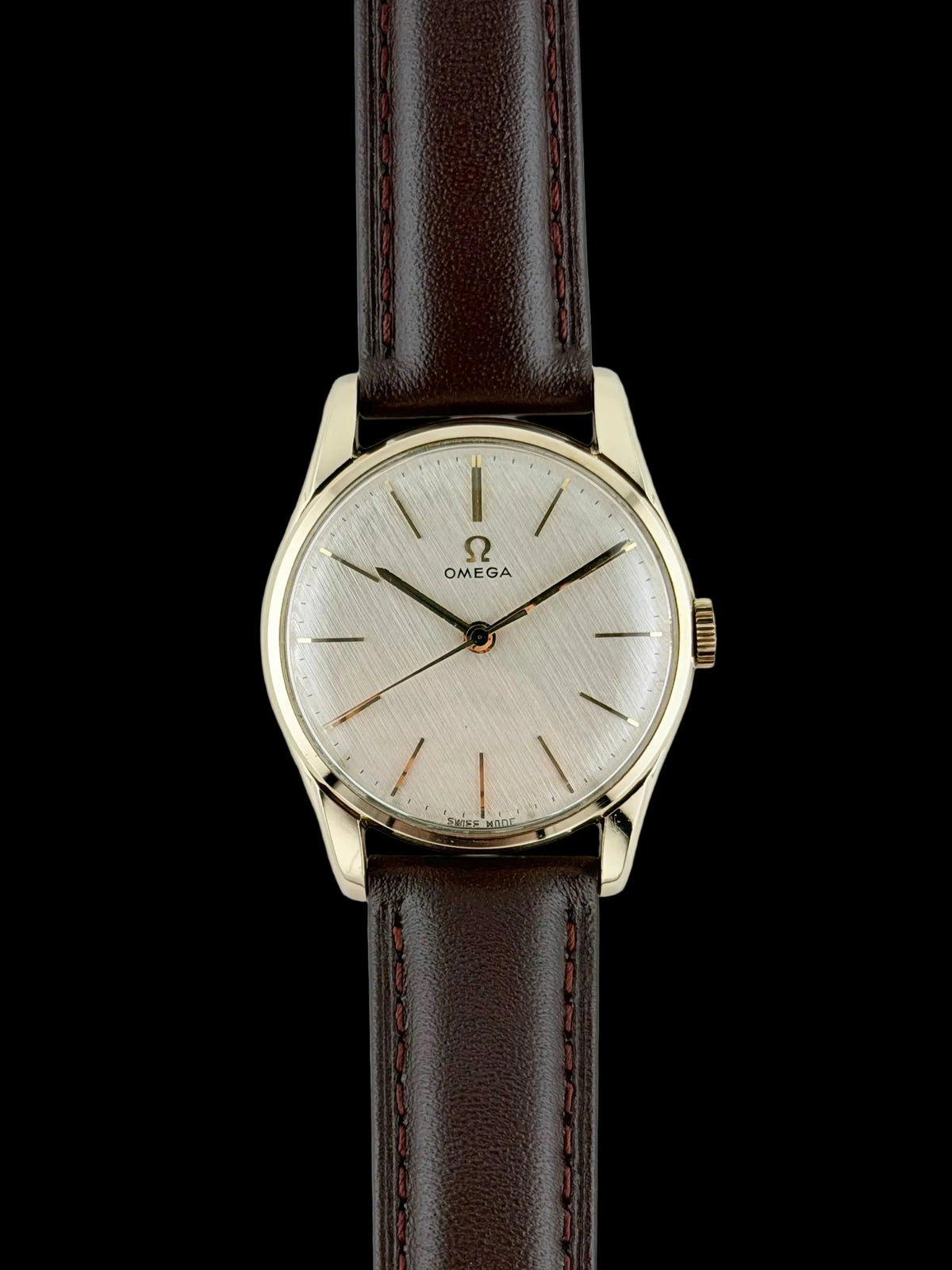 Omega Manual Wind 9ct Gold - 928 181407 - Linen Dial - Box and Papers