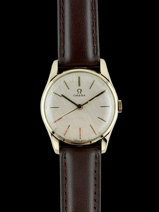 Omega Manual Wind 9ct Gold - 928 181407 - Linen Dial - Box and Papers