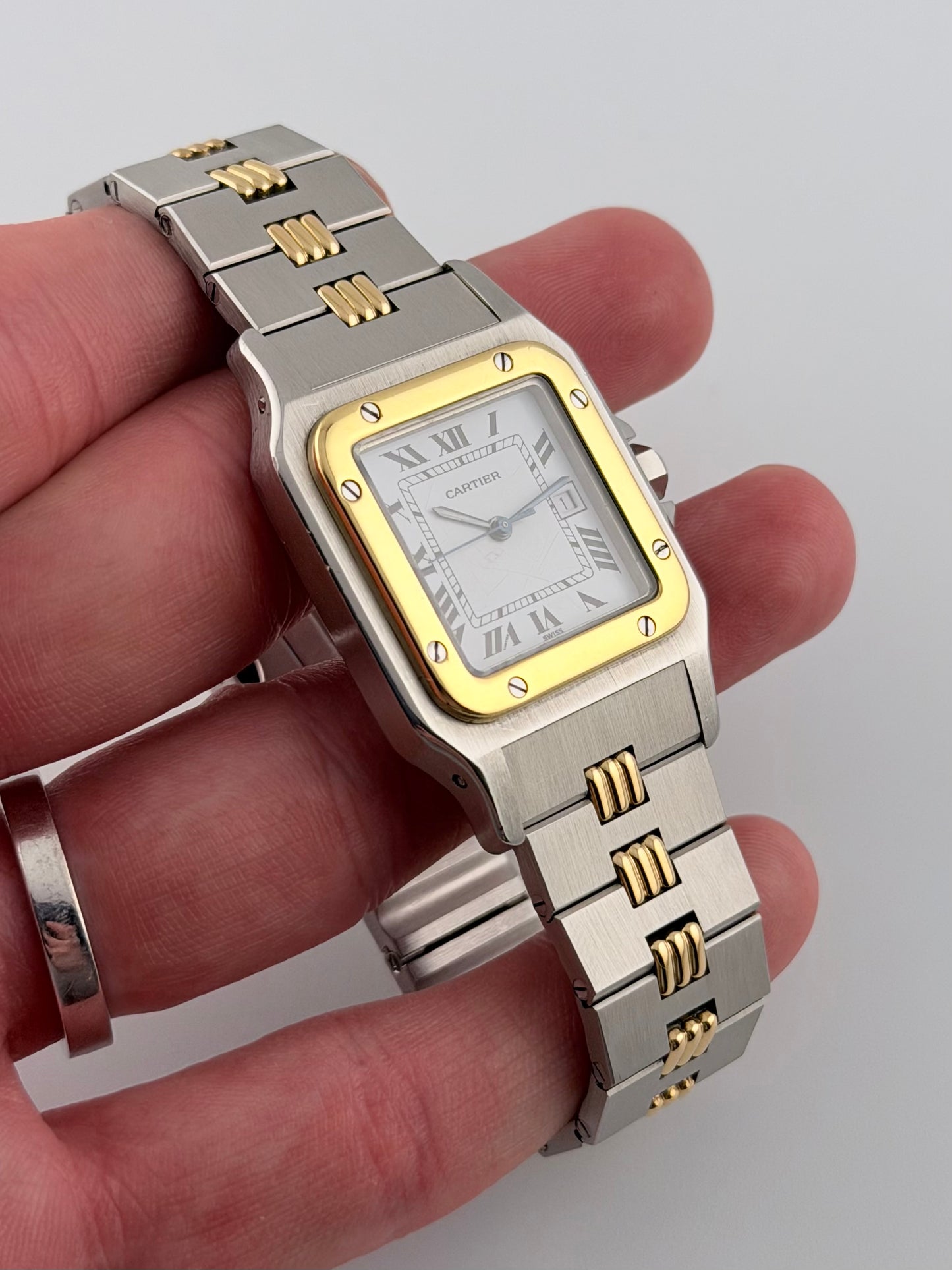 Cartier Santos Carree Automatic Date - Rare Godron Bracelet - 2961