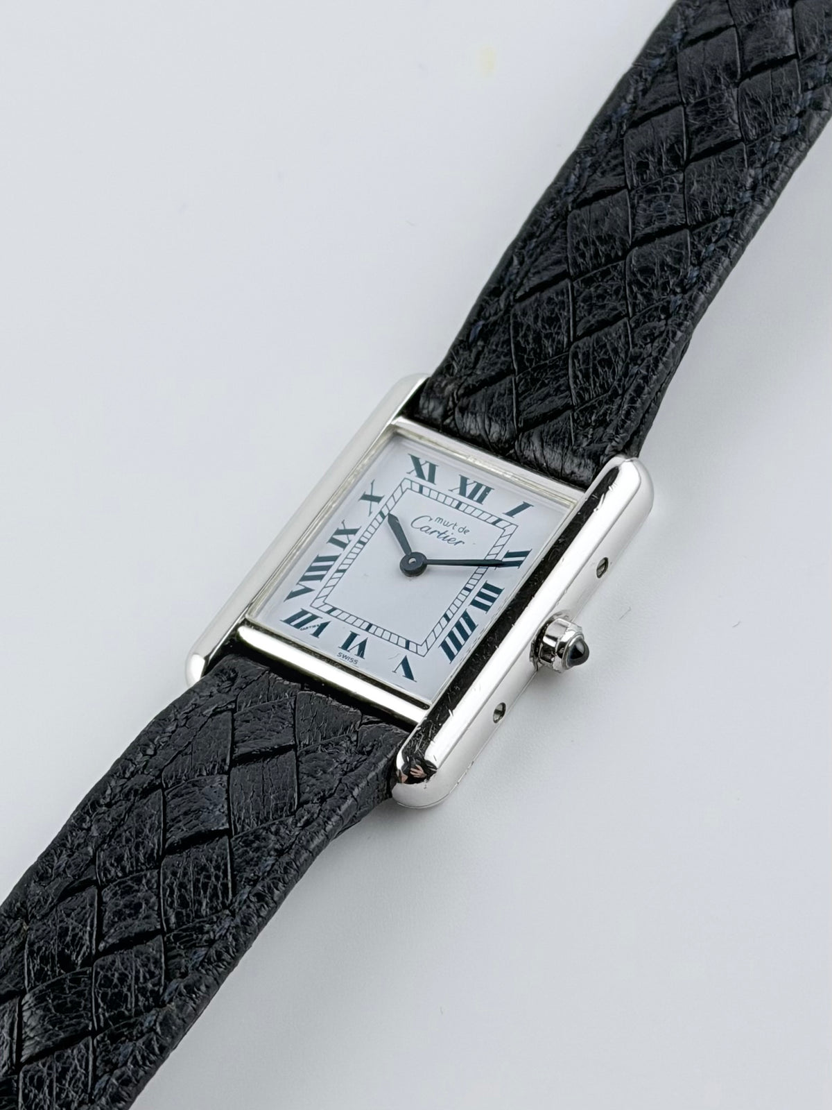 Cartier Tank Quartz - 0398 - SILVER - Rare Patterned Cartier Strap - Box & Papers! - Ladies