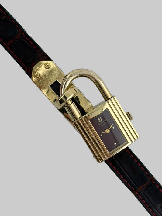 Hermes Paris Kelly Lock Watch -  Burgundy